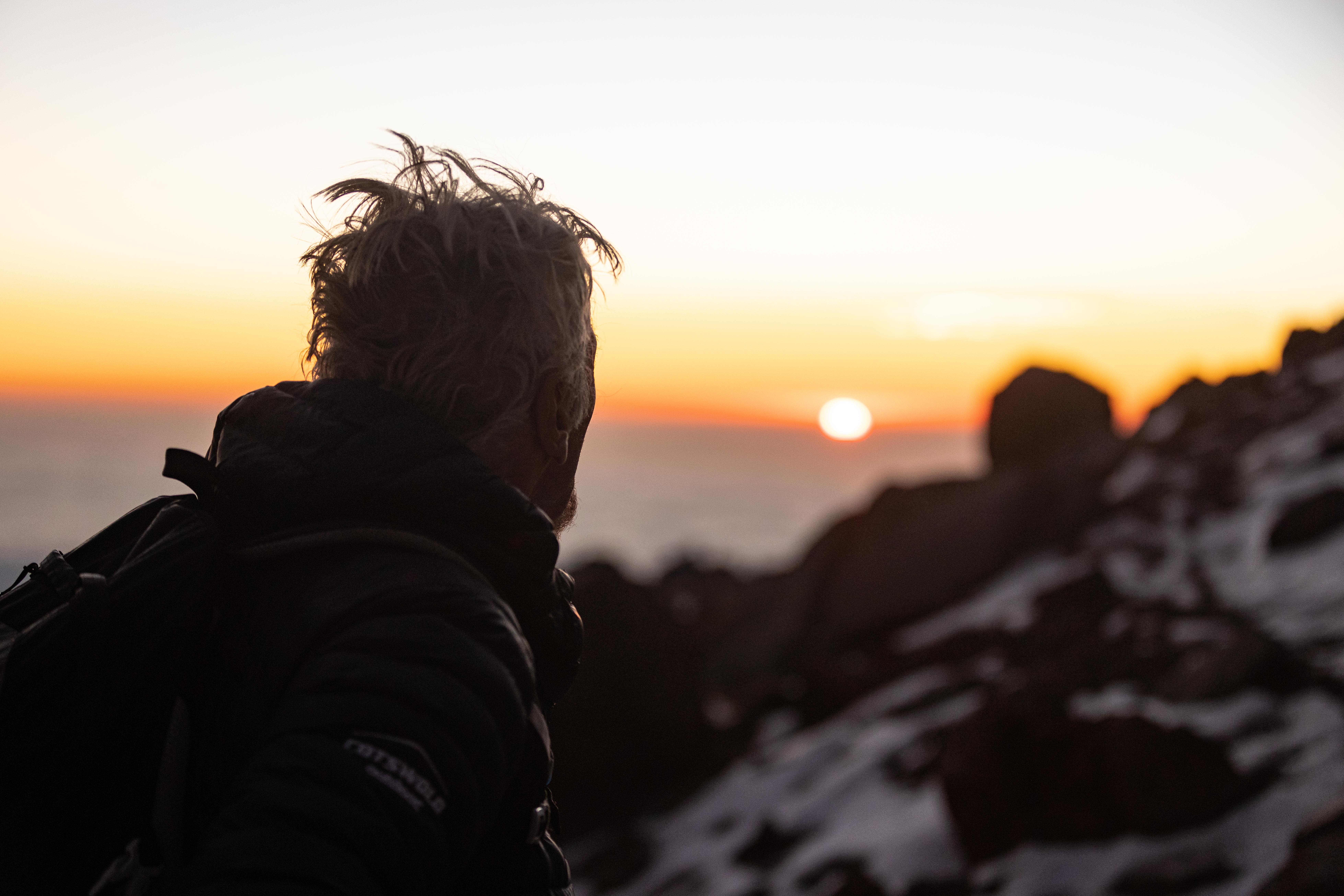 Richard Branson at sunrise on Mount Kenya