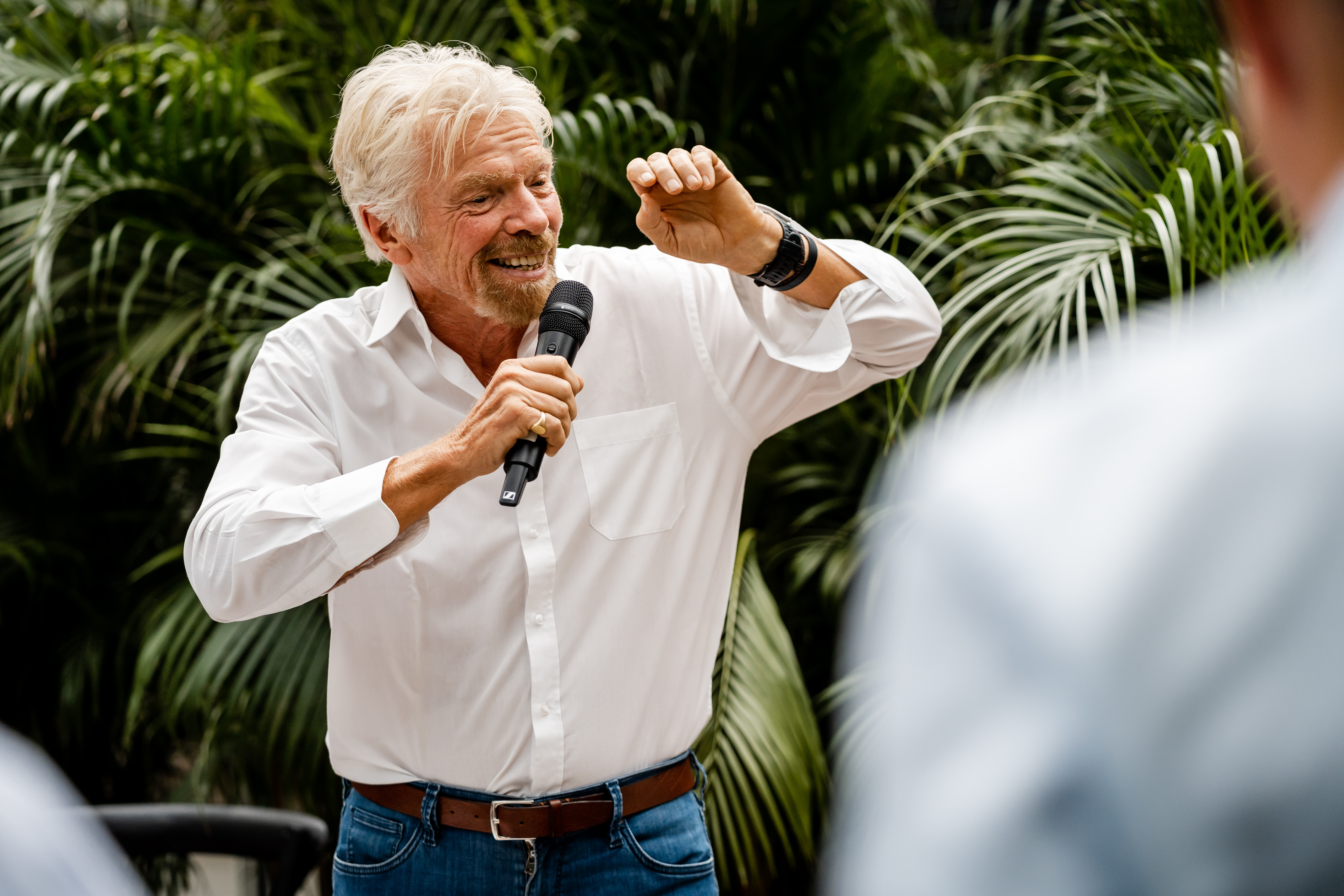 Richard Branson speaking with The B Team in New York