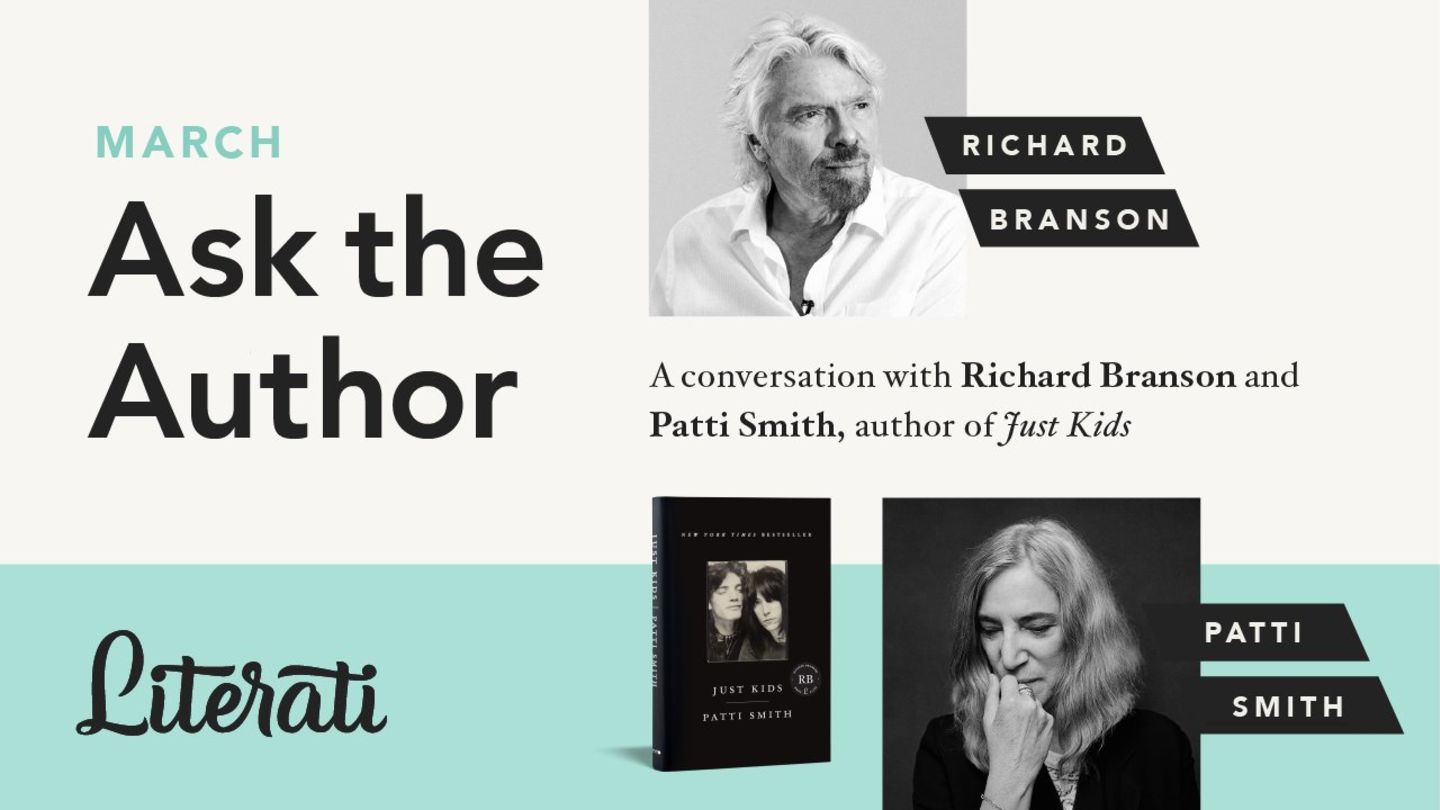 Poster for Richard Branson's Literati interview with Patti Smith