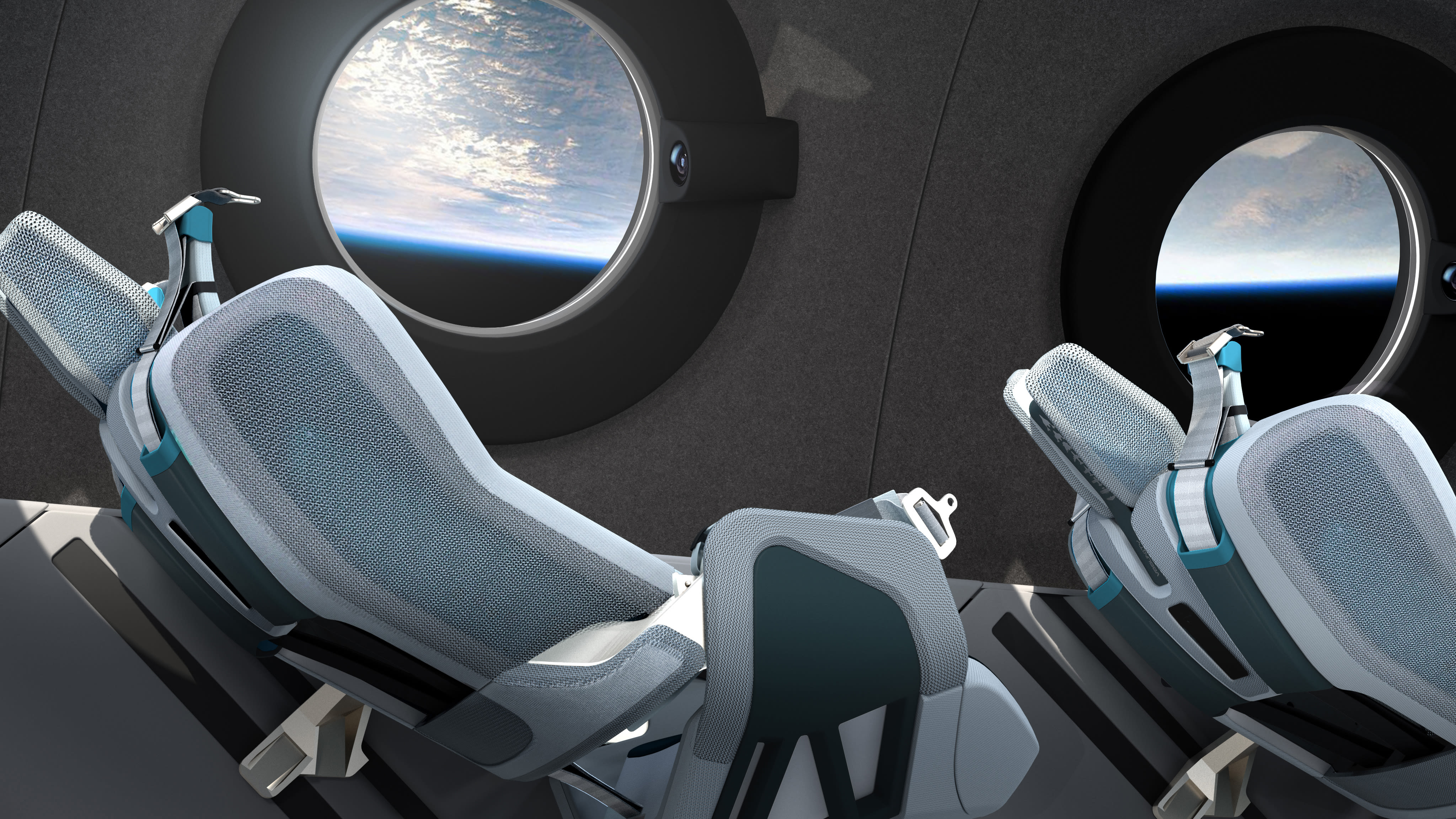 Image of the Virgin Galactic spaceship interior cabin seats 