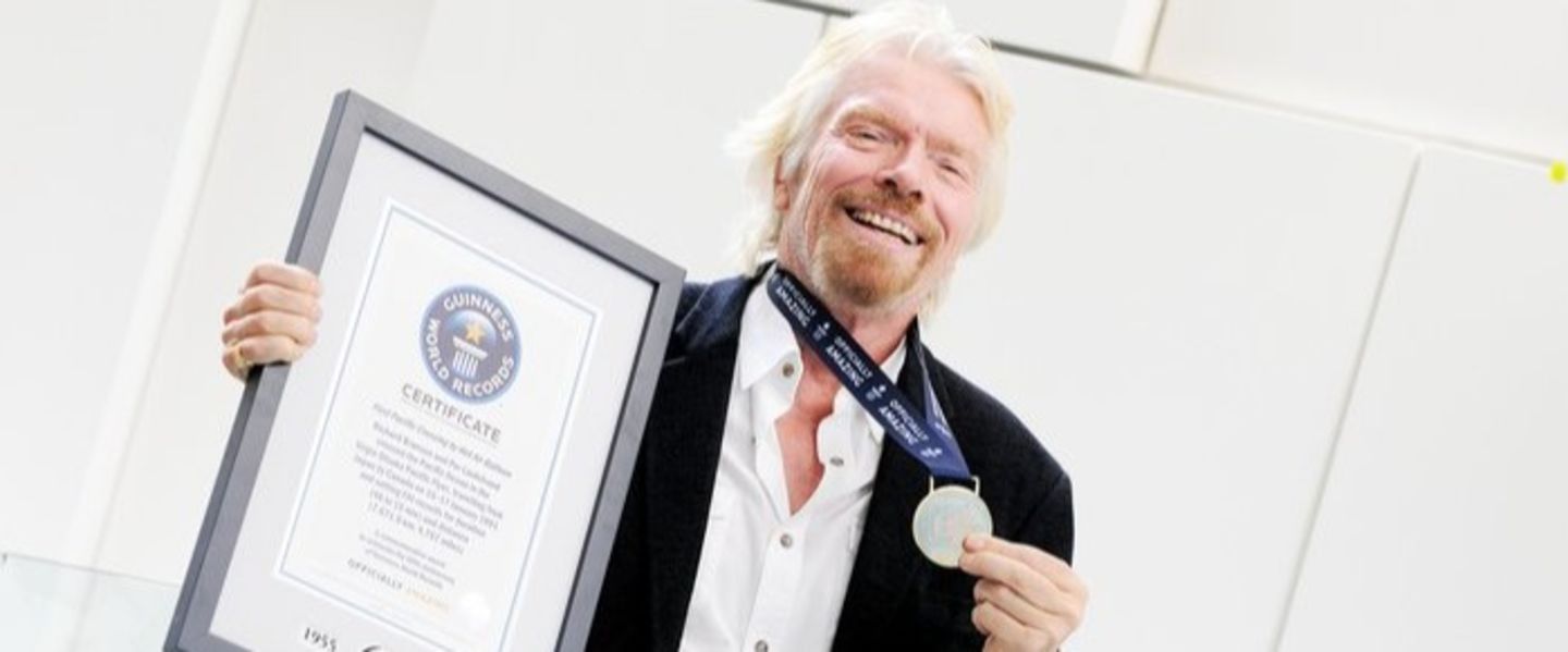 Richard Branson with his guinness world record 