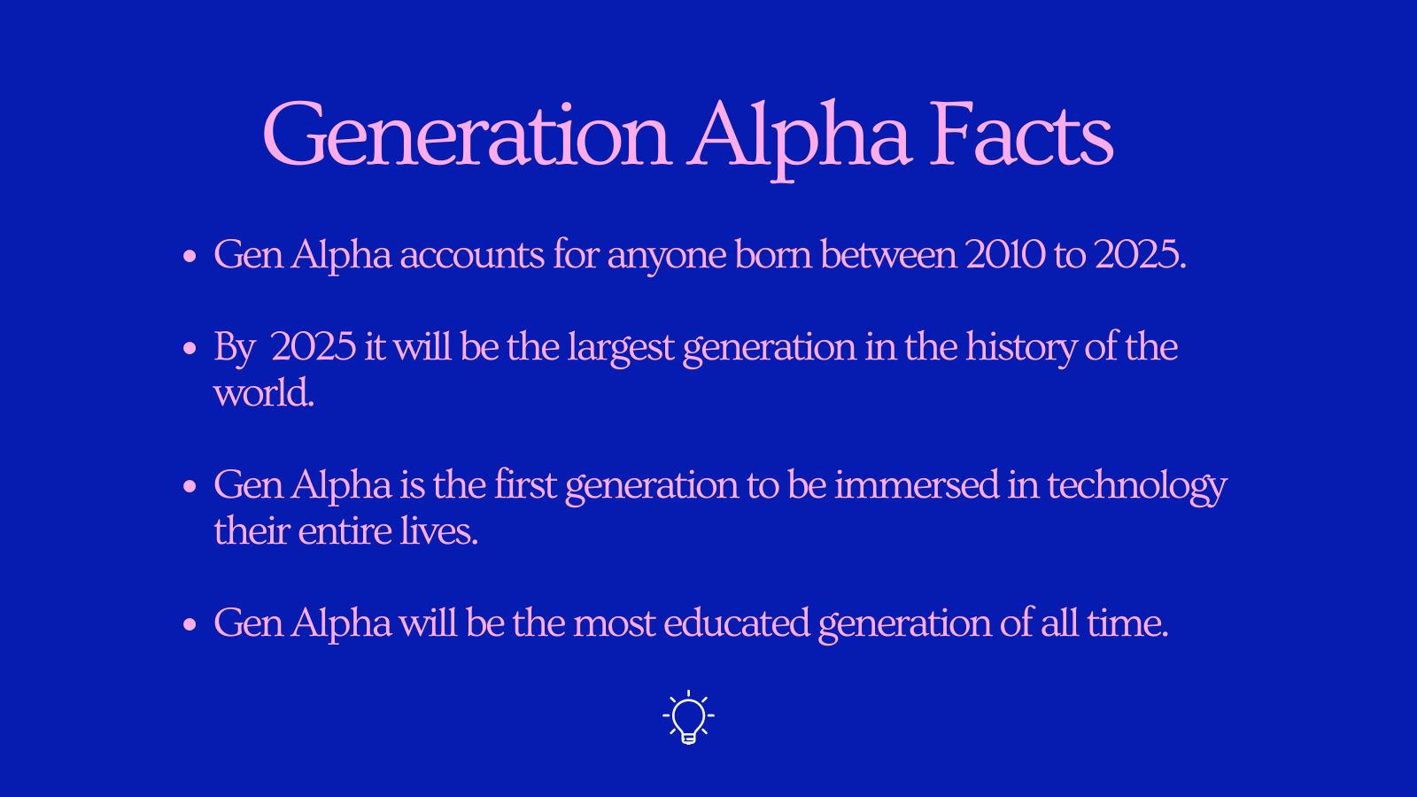 Generation Alpha statistics