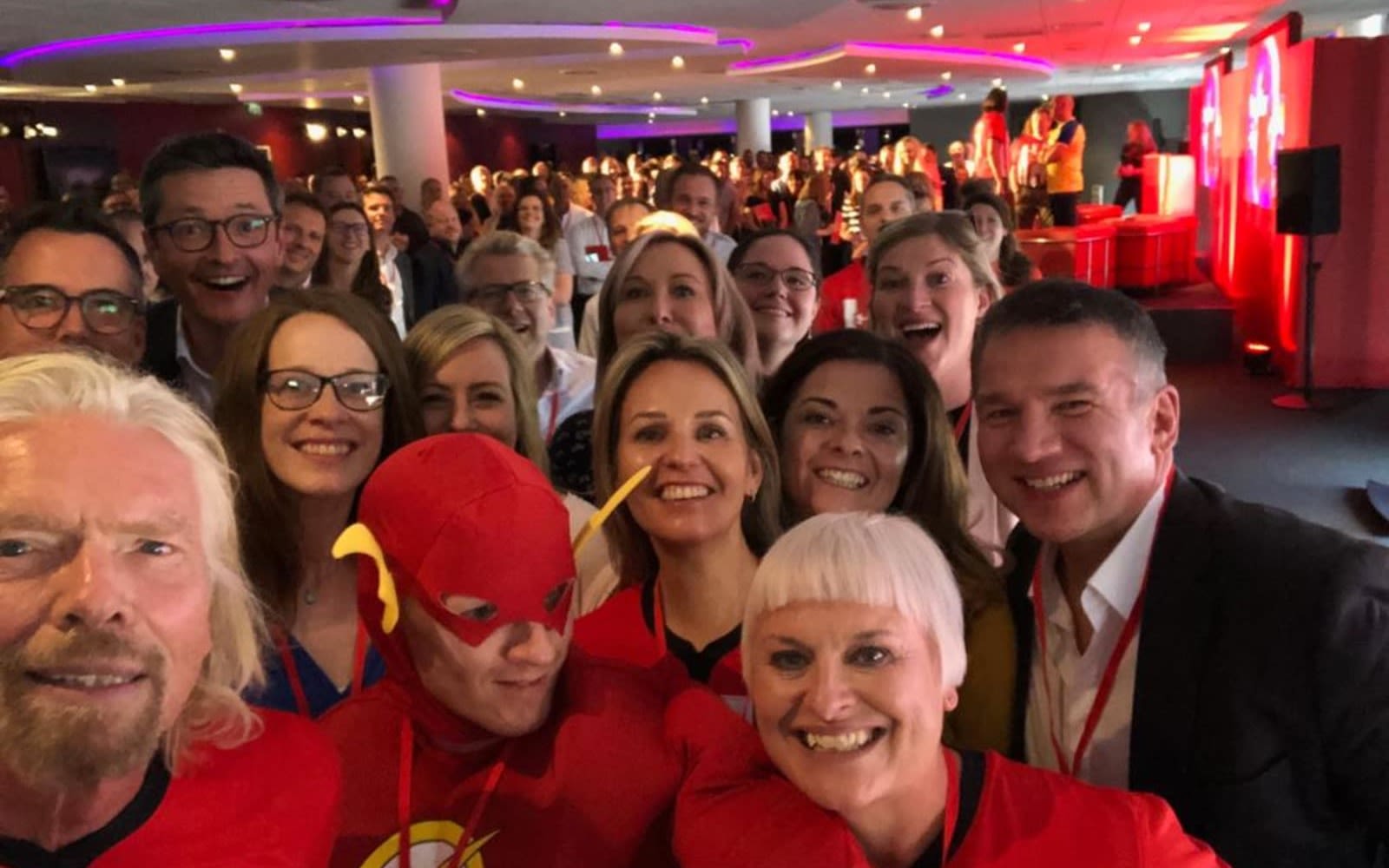 Richard Branson takes a selfie with people at Southampton FC