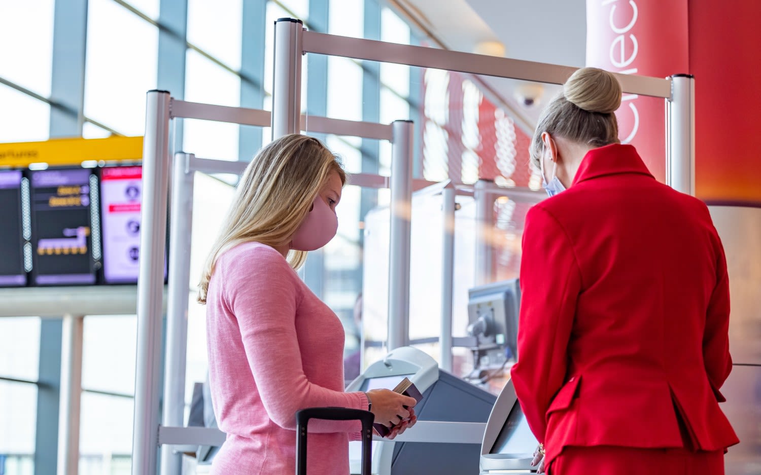 A Virgin Atlantic customer checking in at London Heathrow's Terminal 3