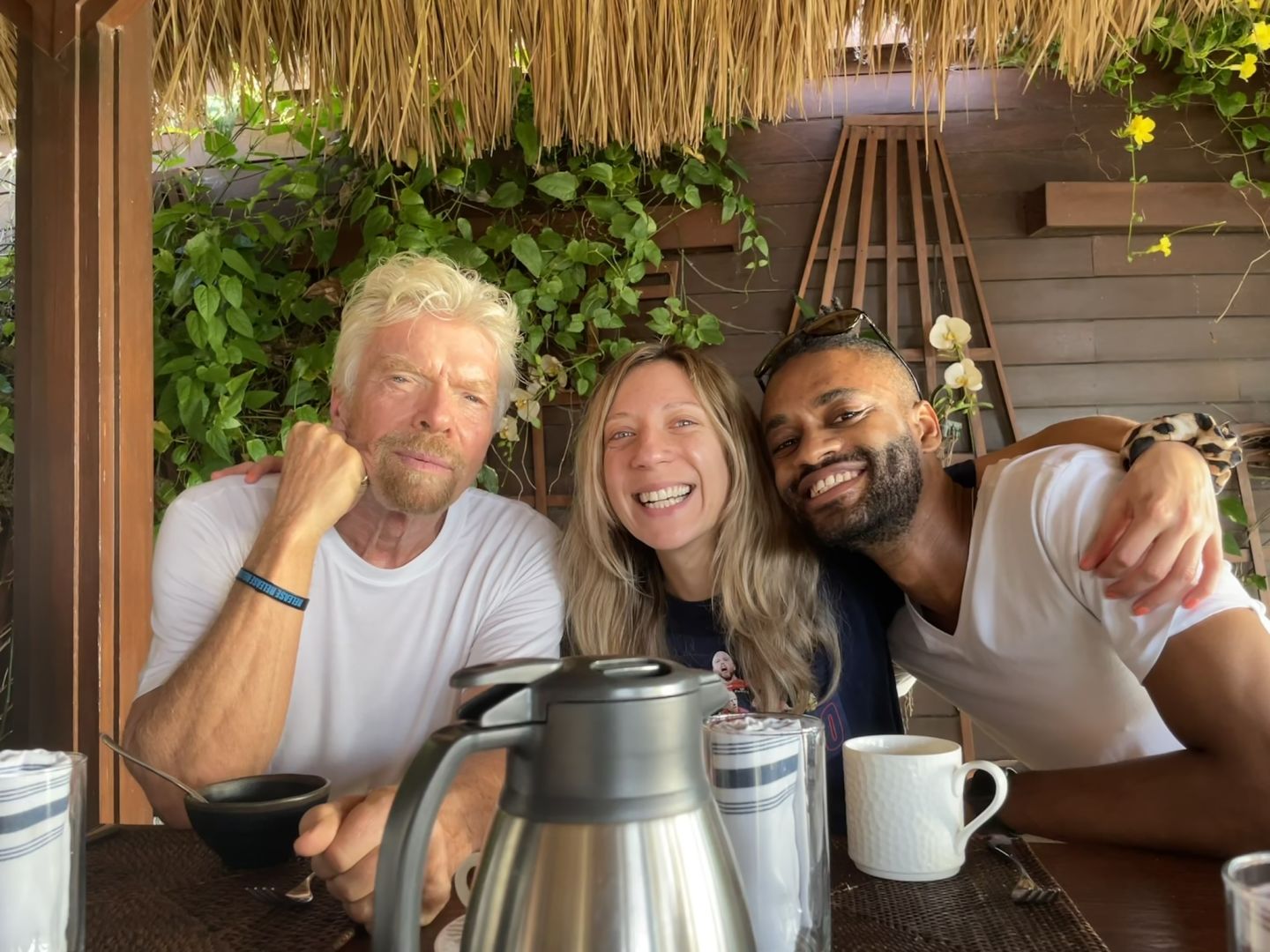 Chris Huie-Spence on Necker Island with Richard Branson at a Virgin Unite gathering