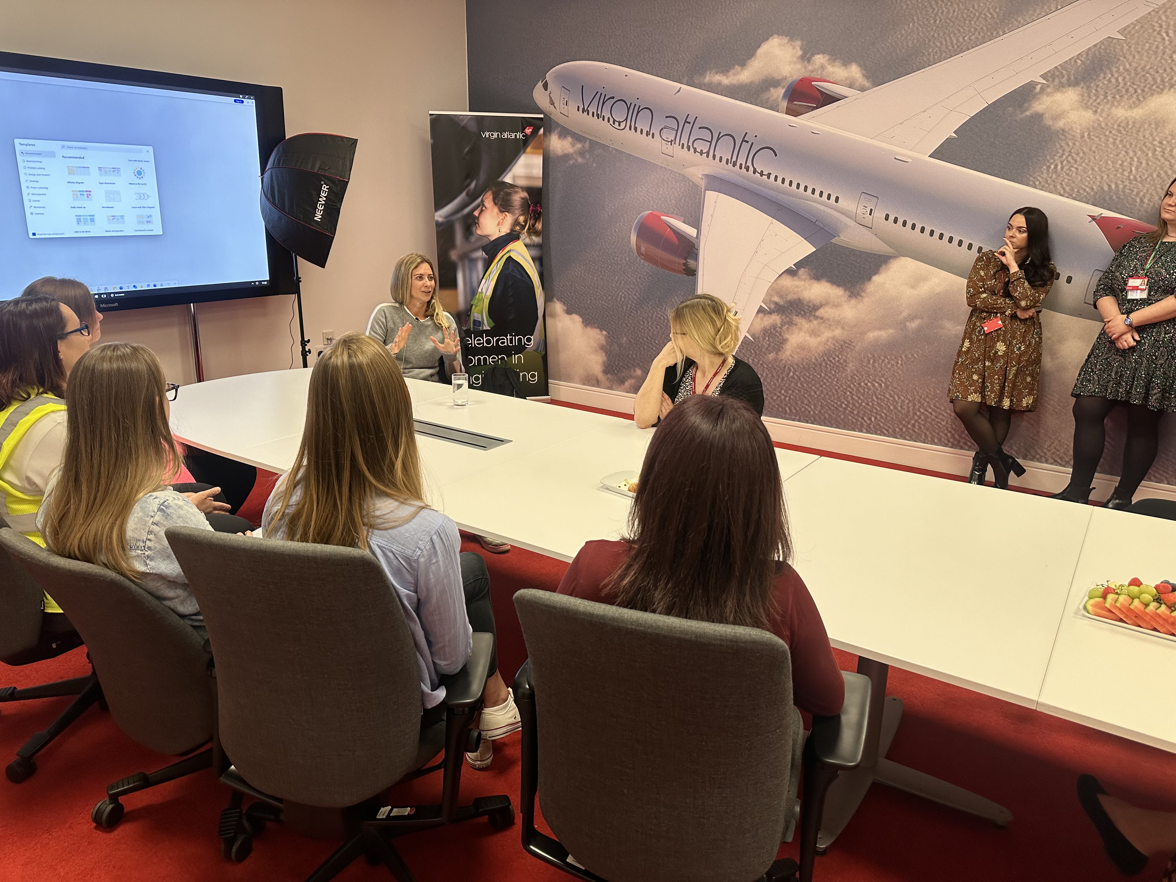 Holly Branson with the SHINE group of female engineers at Virgin Atlantic