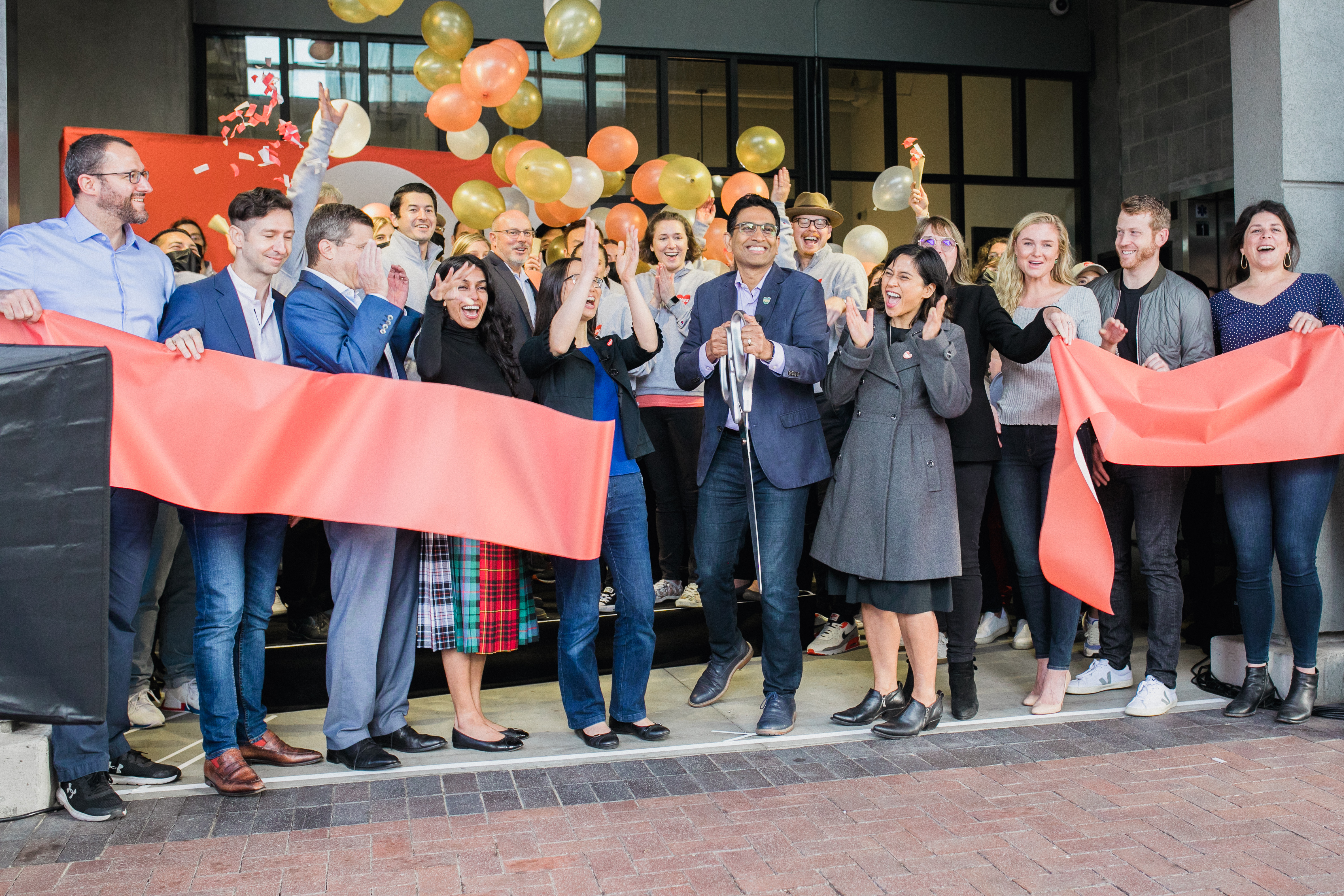 Uma Valeti, Founder & CEO, cutting the ribbon at the opening of the UPSIDE Engineering, Production and Innovation Centre