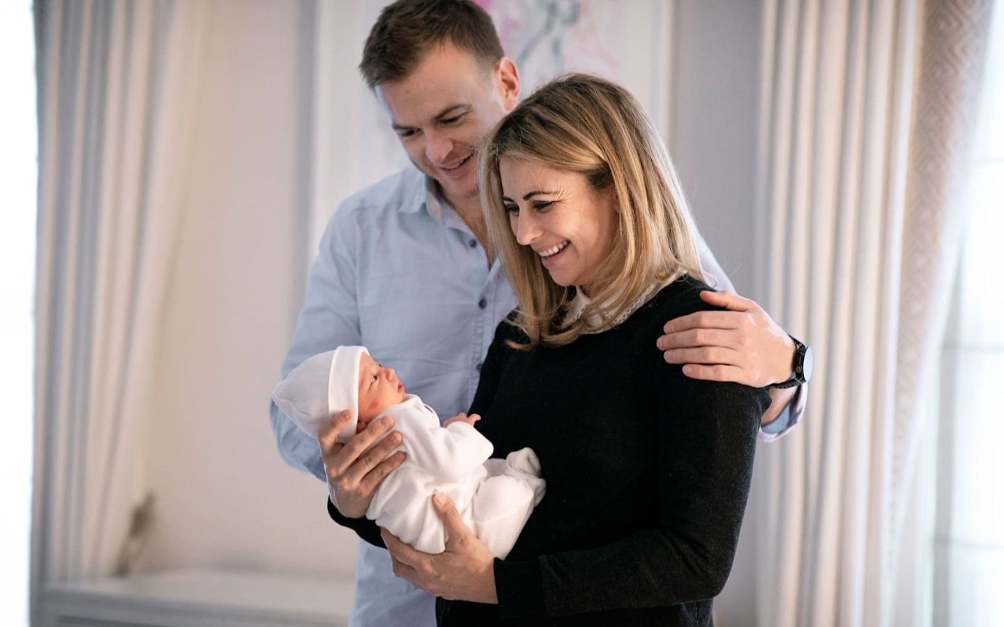 Holly Branson and Freddie Andrewes with baby Lola