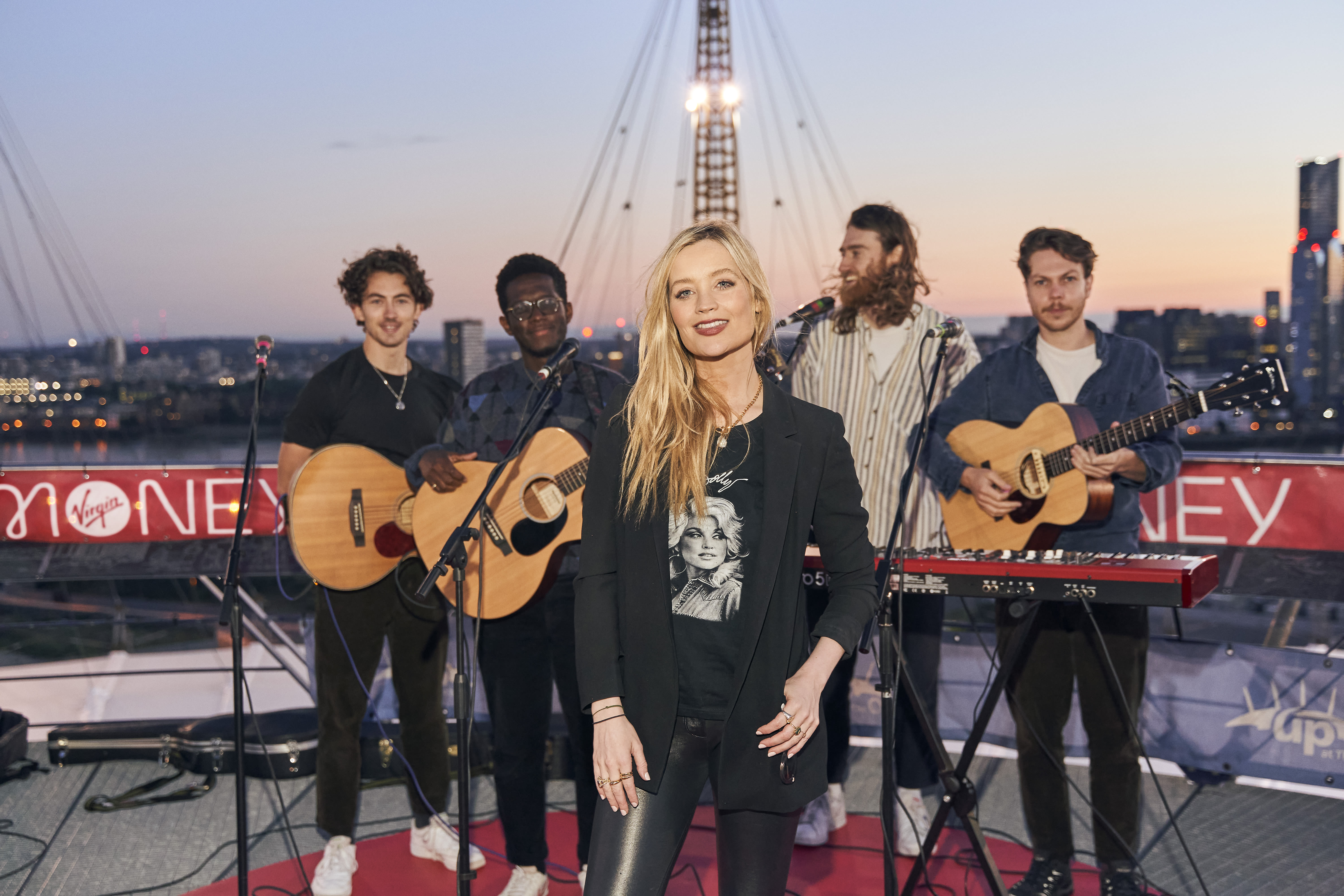 Laura Whitmore and Mosa Wild on stage at Virgin Money's Up At The O2 gigs