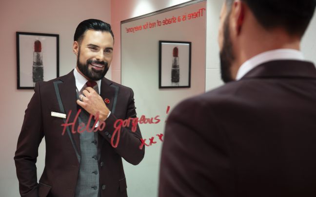 Rylan Clark in Virgin Atlantic's cabin crew uniform