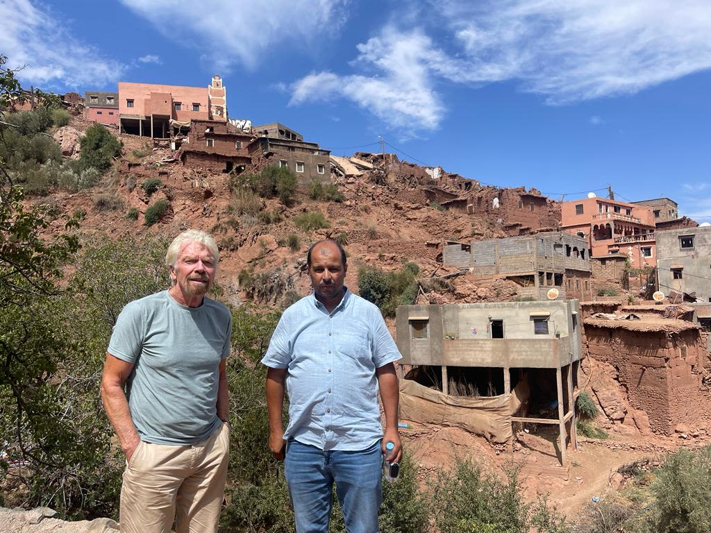 Richard Branson in Morocco for the earthquake recovery