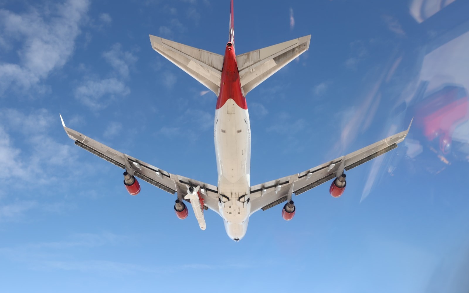 Virgin Orbit's Cosmic Girl adapted Boeing 747 rocket launcher from below