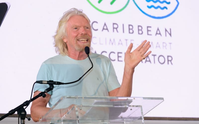 Richard Branson speaking at the Caribbean Climate Accelerator