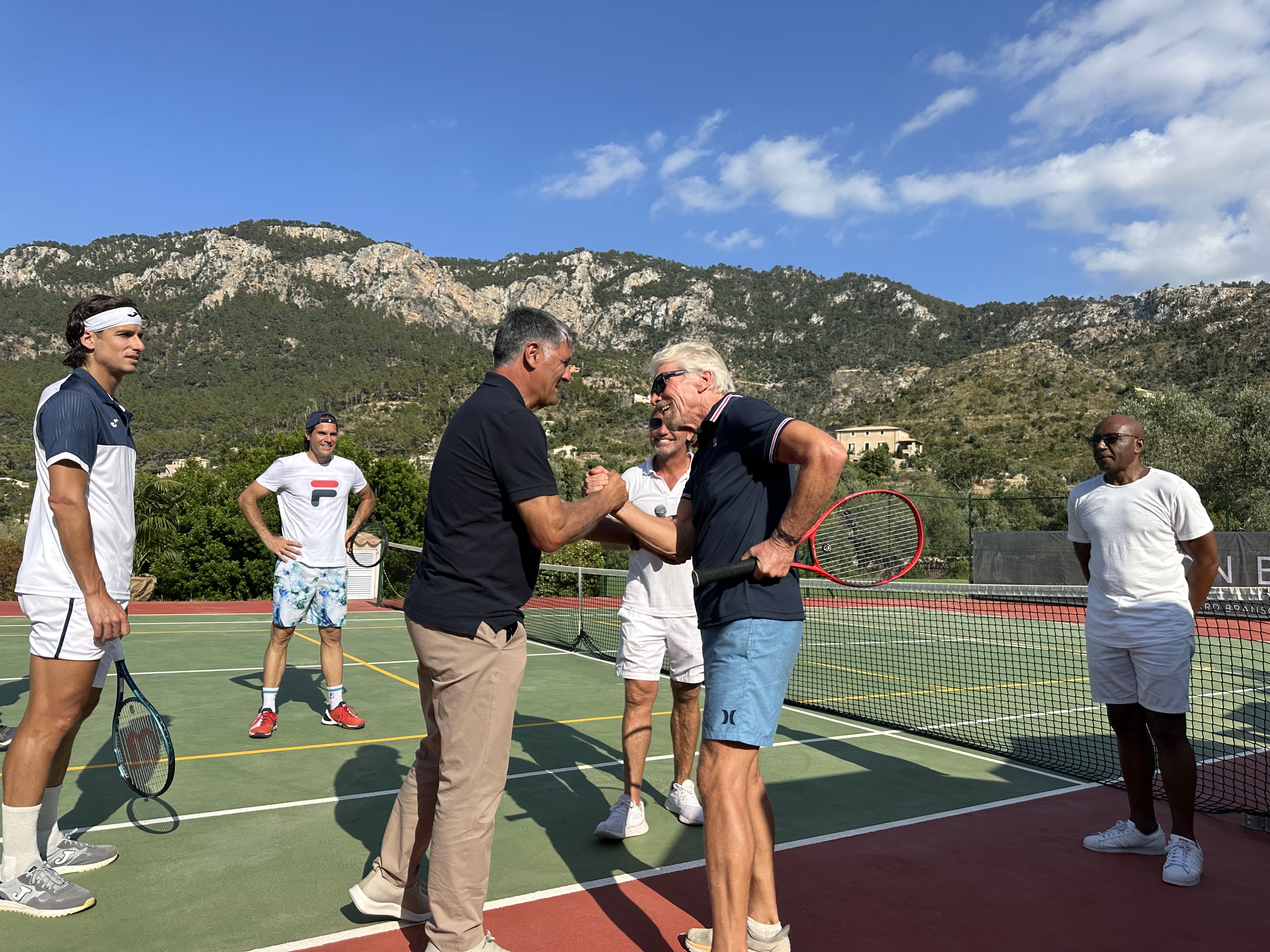 Richard Branson at the 2023 Son Bunyola tennis tournament with Toni Nadal