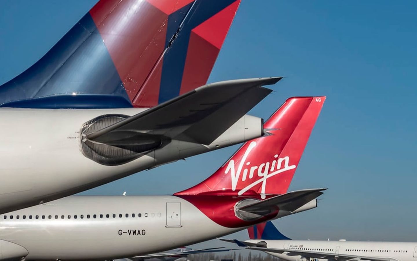 The Virgin Atlantic logo on a plane