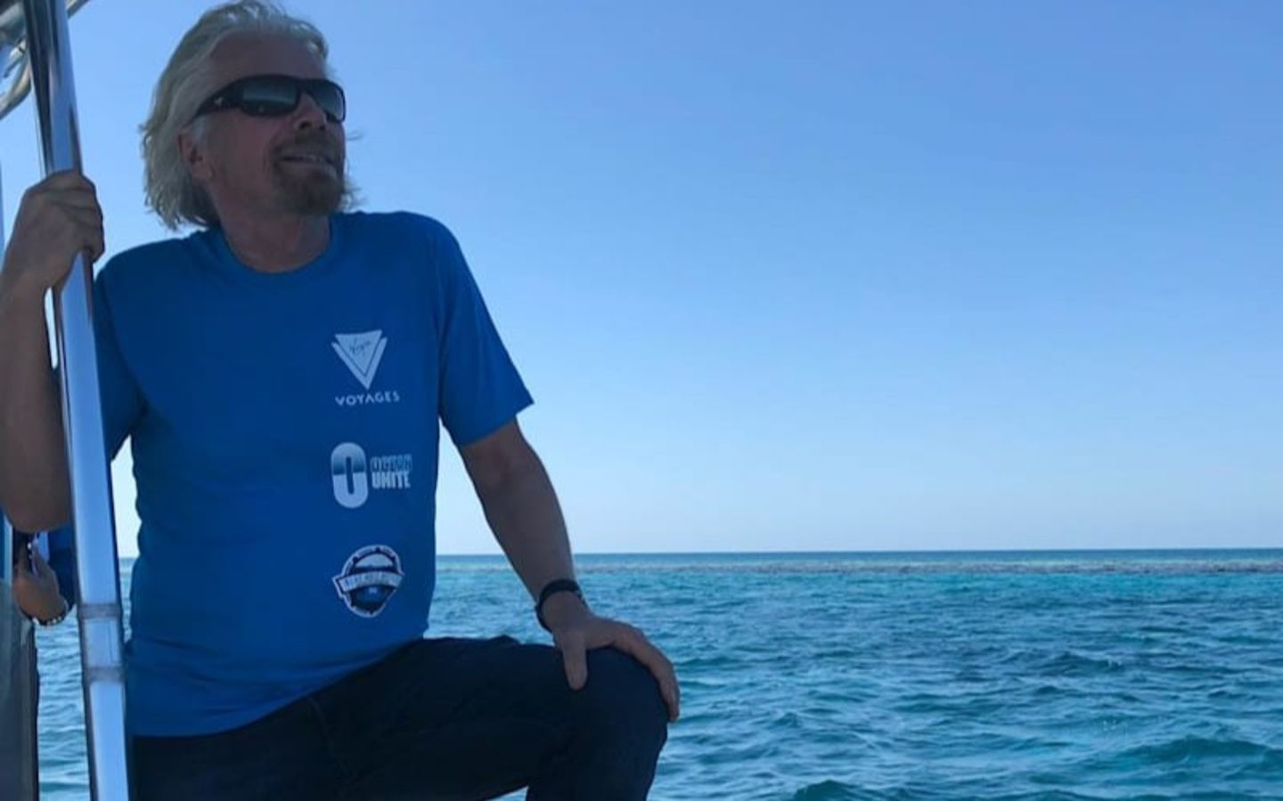 Richard Branson looking out to sea