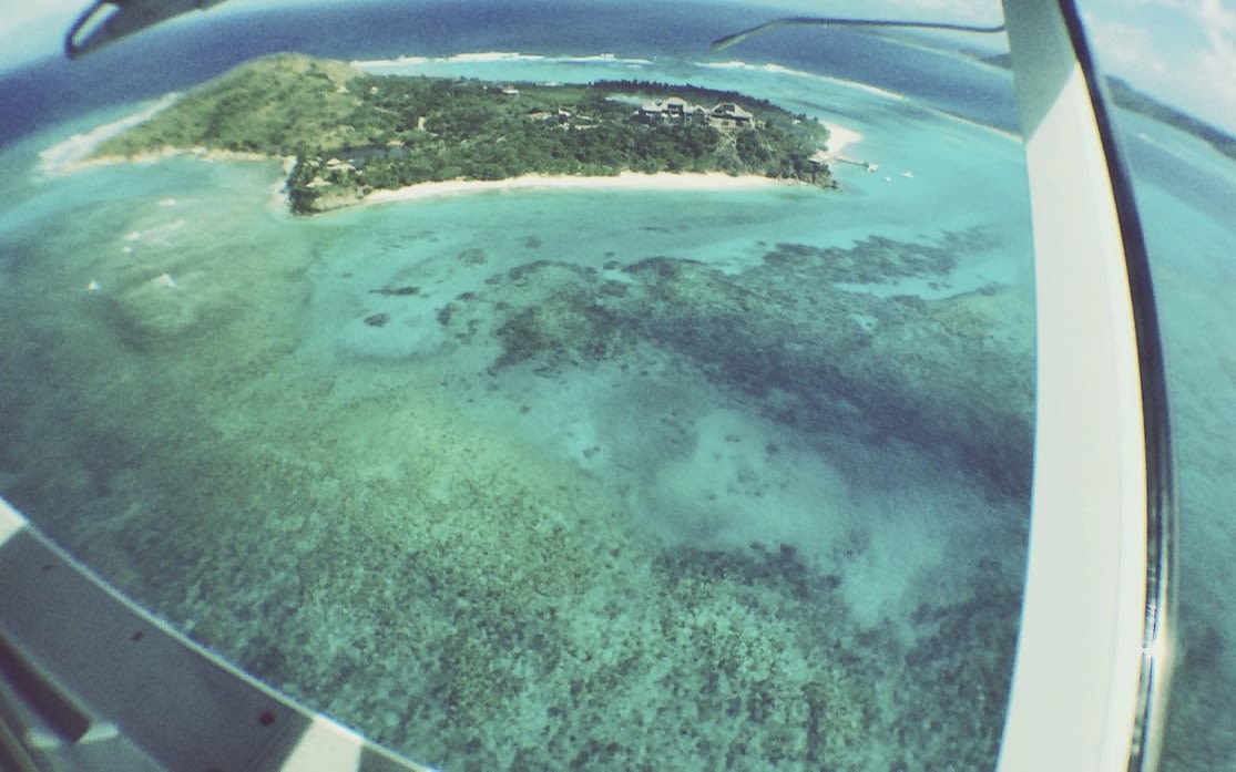 Necker Island seen from a plane