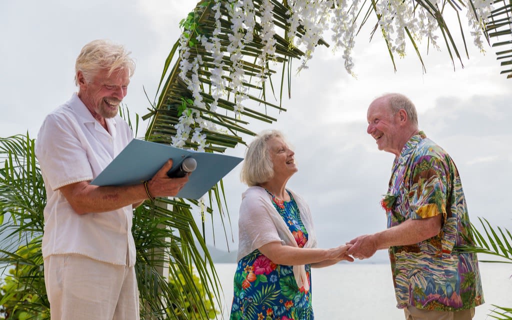 Richard Branson marrying Alan Bates on Necker