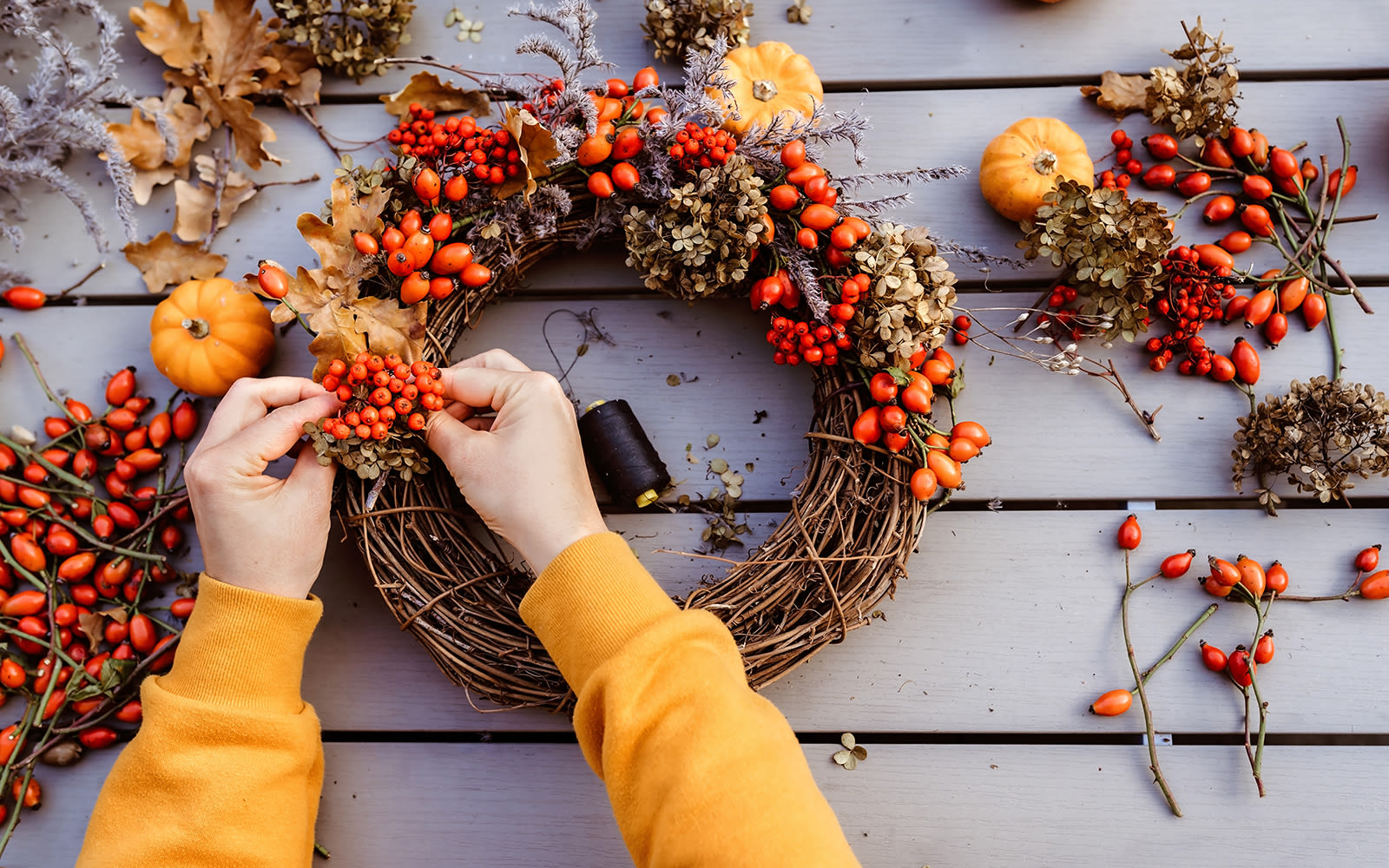 Autumn wreath-making
