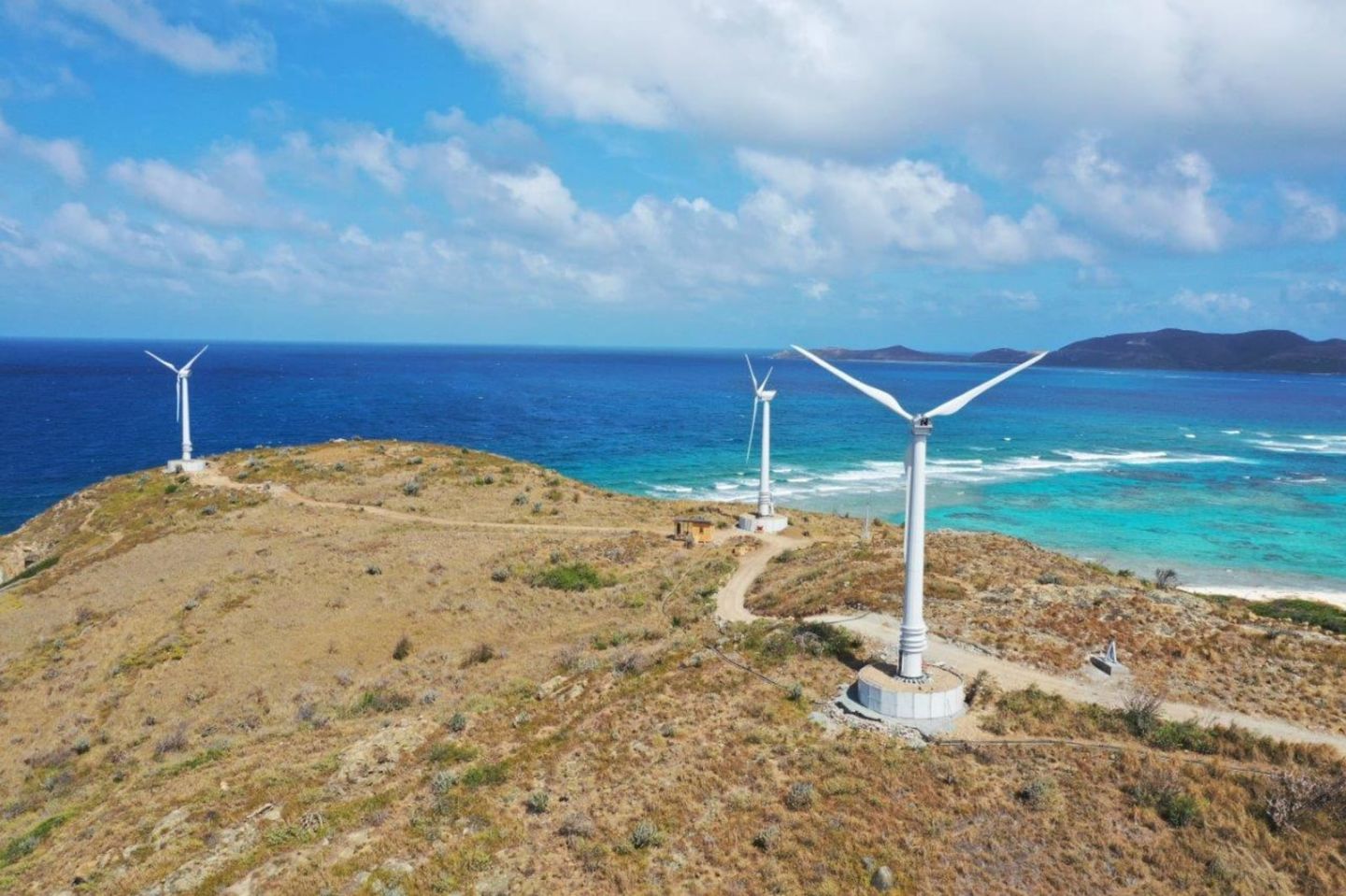 Wind turbines on Necker Island