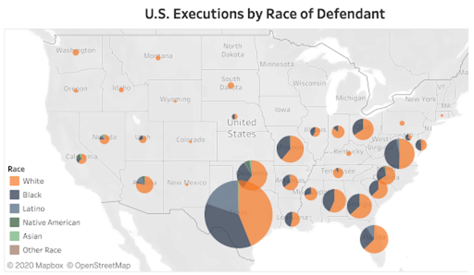 Black Americans make up just 12% of the US population, but they make up 44% of the prisoners that state governments plan to execute. Image from Death Penalty Information Center