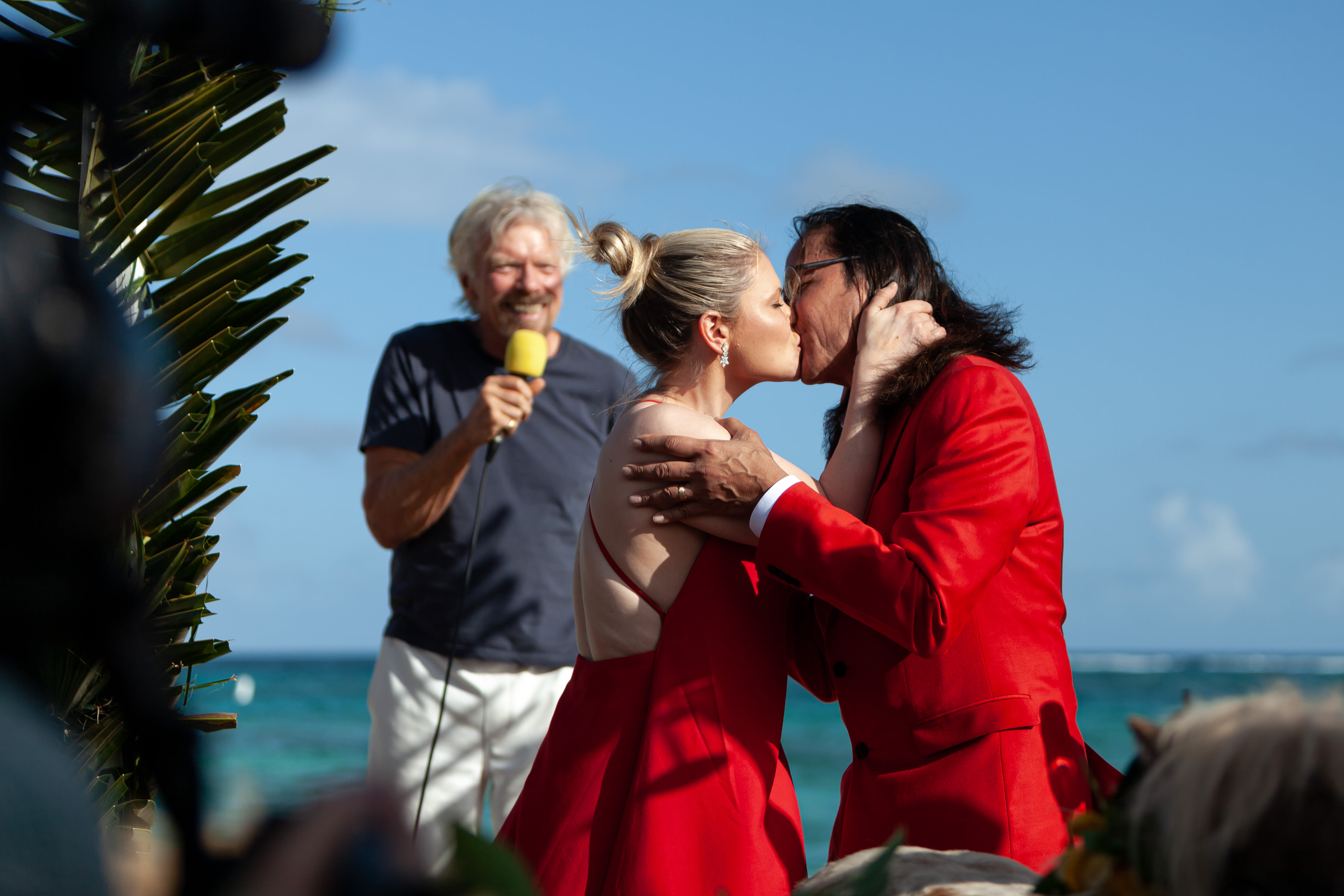 Necker Island Wedding with Richard Branson in the background