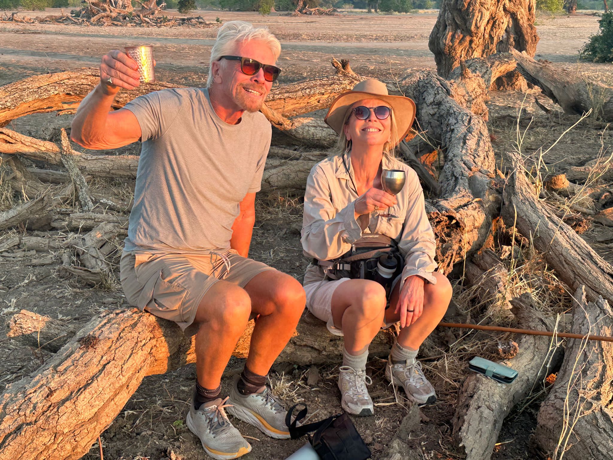 Richard Branson and Vanessa Branson in the Zambezi Valley