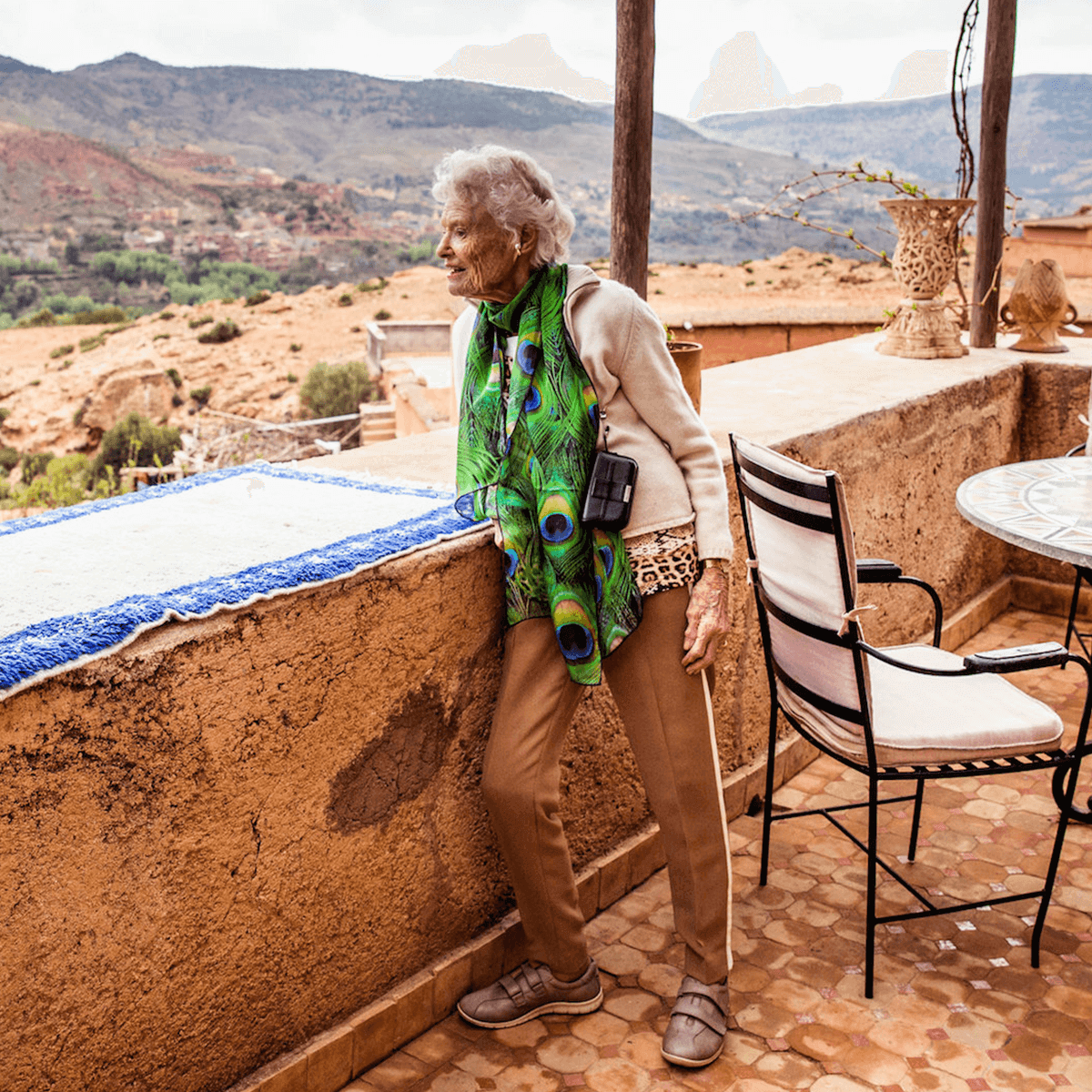 Eve Branson looking out over the Atlas Mountains of Morocco 
