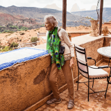 Eve Branson looking out over the Atlas Mountains of Morocco 
