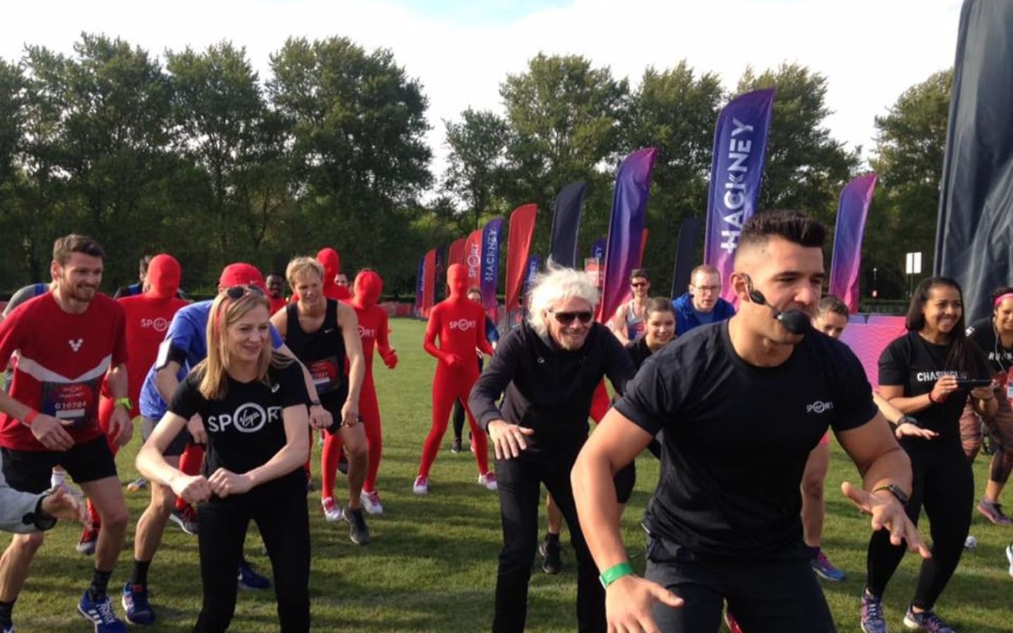 Richard Branso taking part in a sports warm up in Hackney