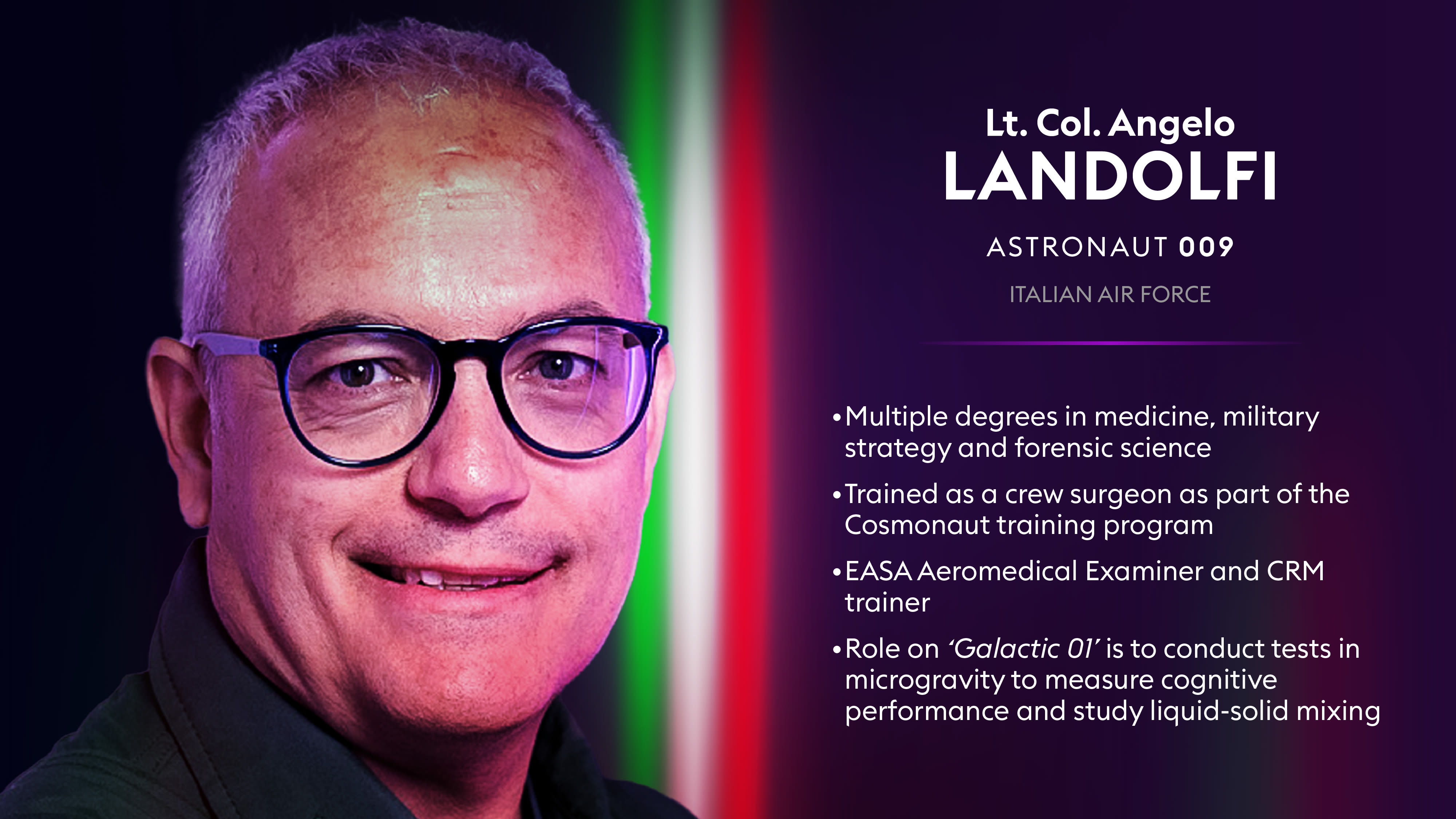 Virgin Galactic's Galactic 01 space mission crew member,Angelo Landolfi