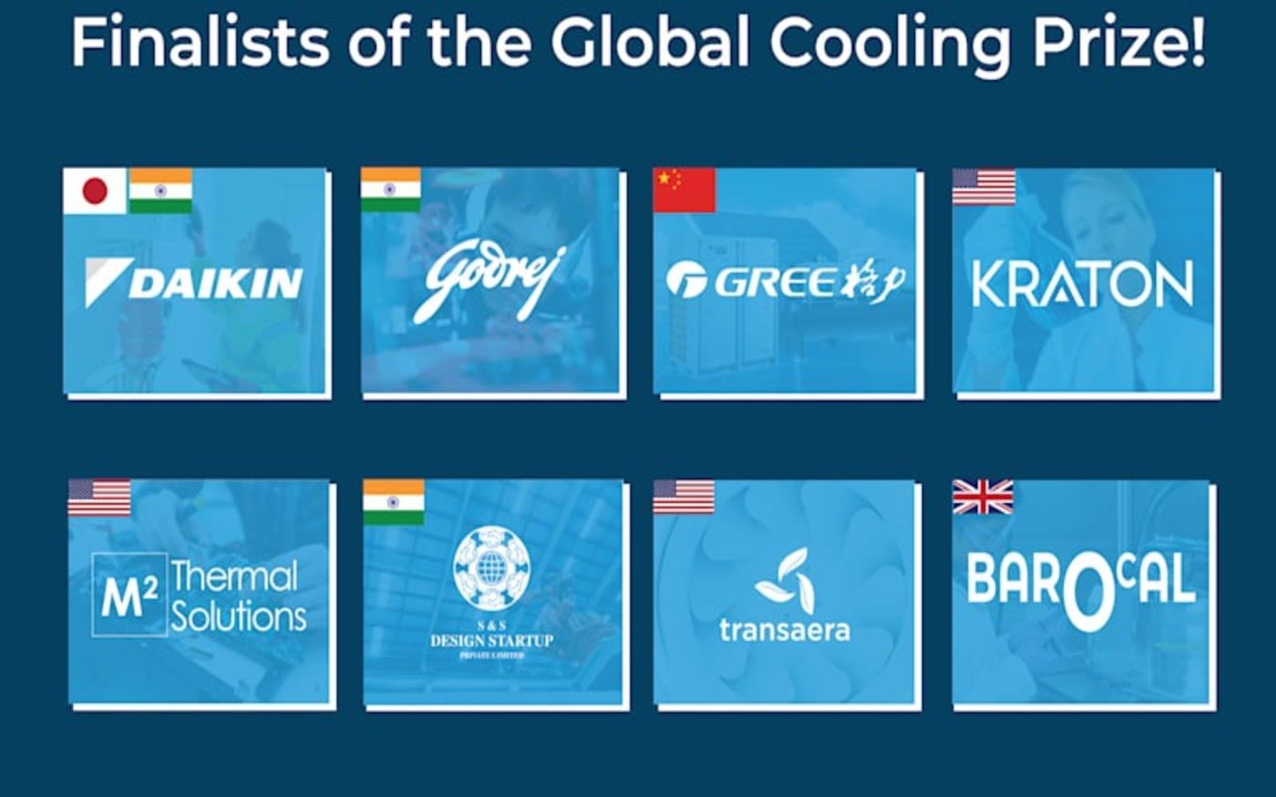 The 8 finalists of the Global Cooling Prize.