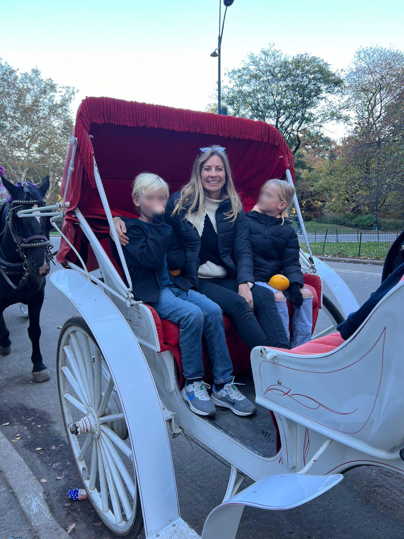 Holly Branson with her twins New York in 2018 and in 2023