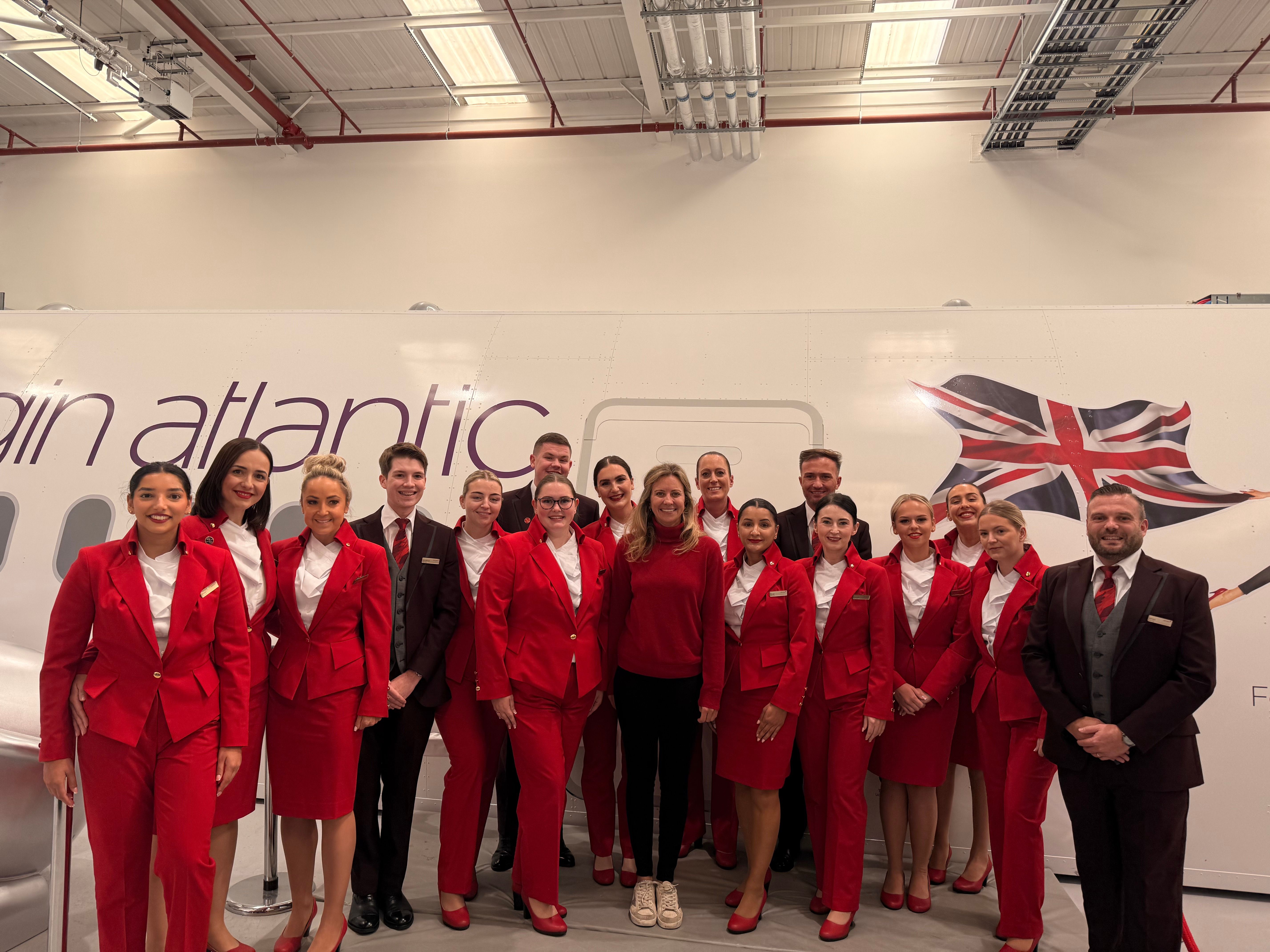 Holly Branson with crew from Virgin Atlantic