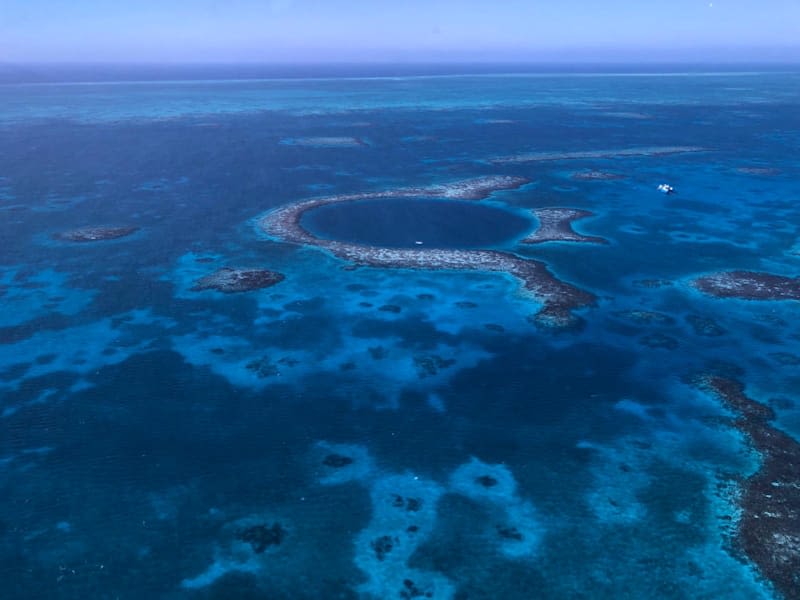 Aerial view of the Belize Blue Hole