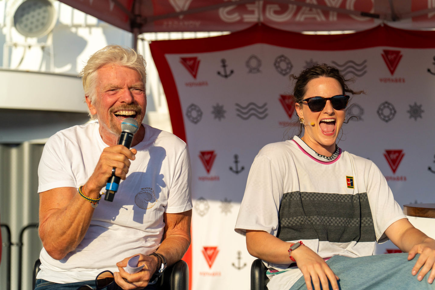 Richard Branson and RayGun on-board Virgin Voyages