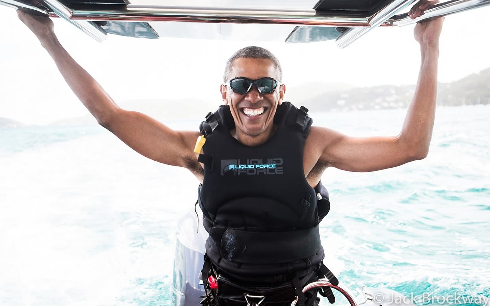 President Obama holding a kiteboard