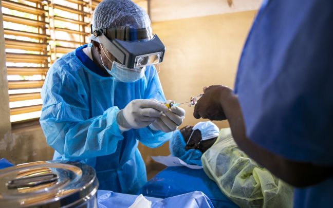 Doctors prepare to perform sight-saving surgery on Safira.
