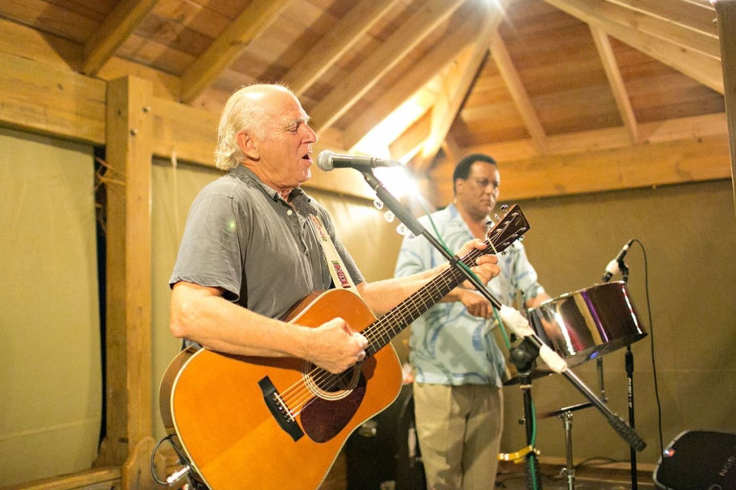 Jimmy Buffett performing at the 2013 Necker Cup