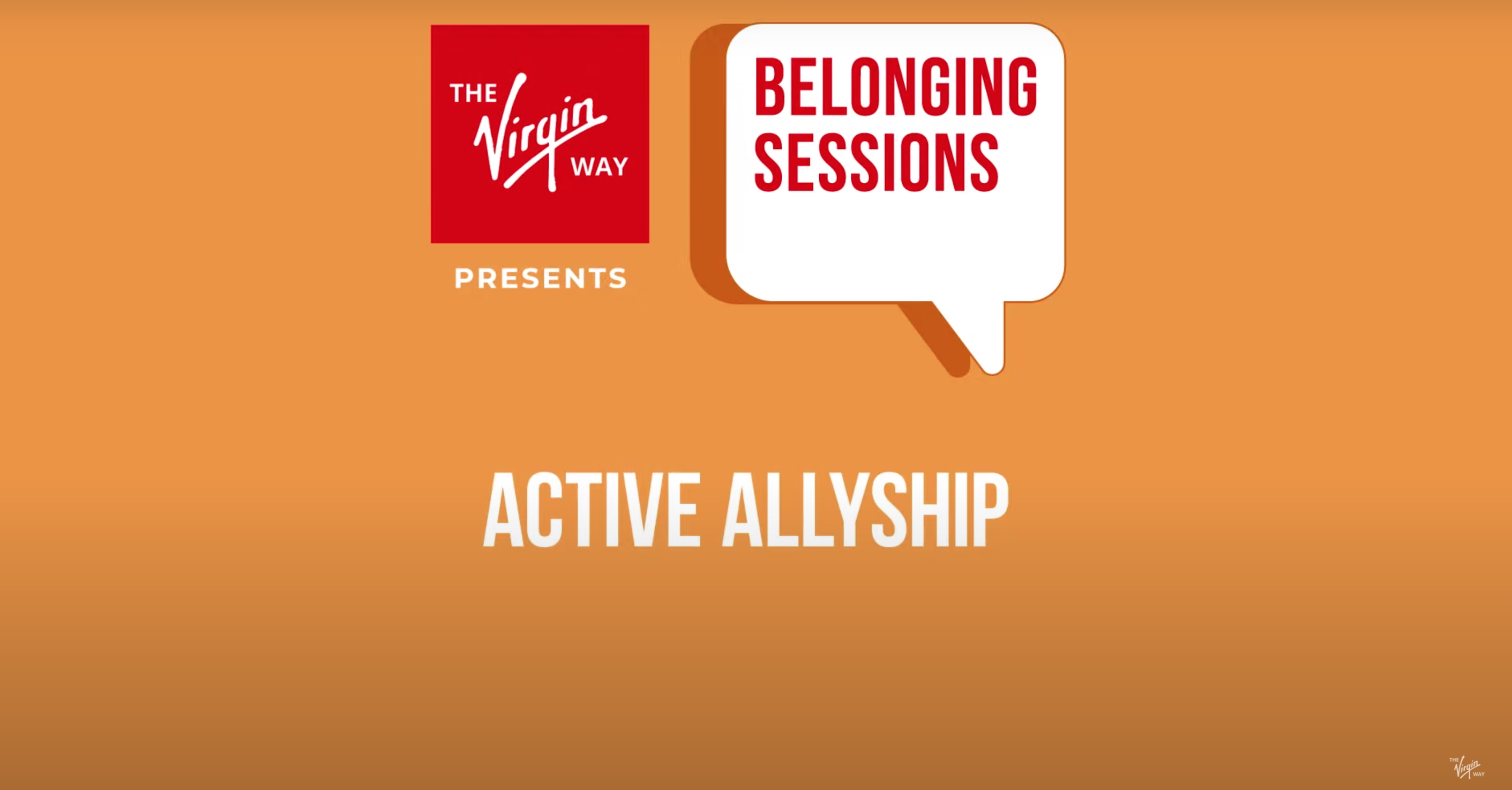 Poster for The Virgin Way's Belonging Session titled 'Active Allyship'