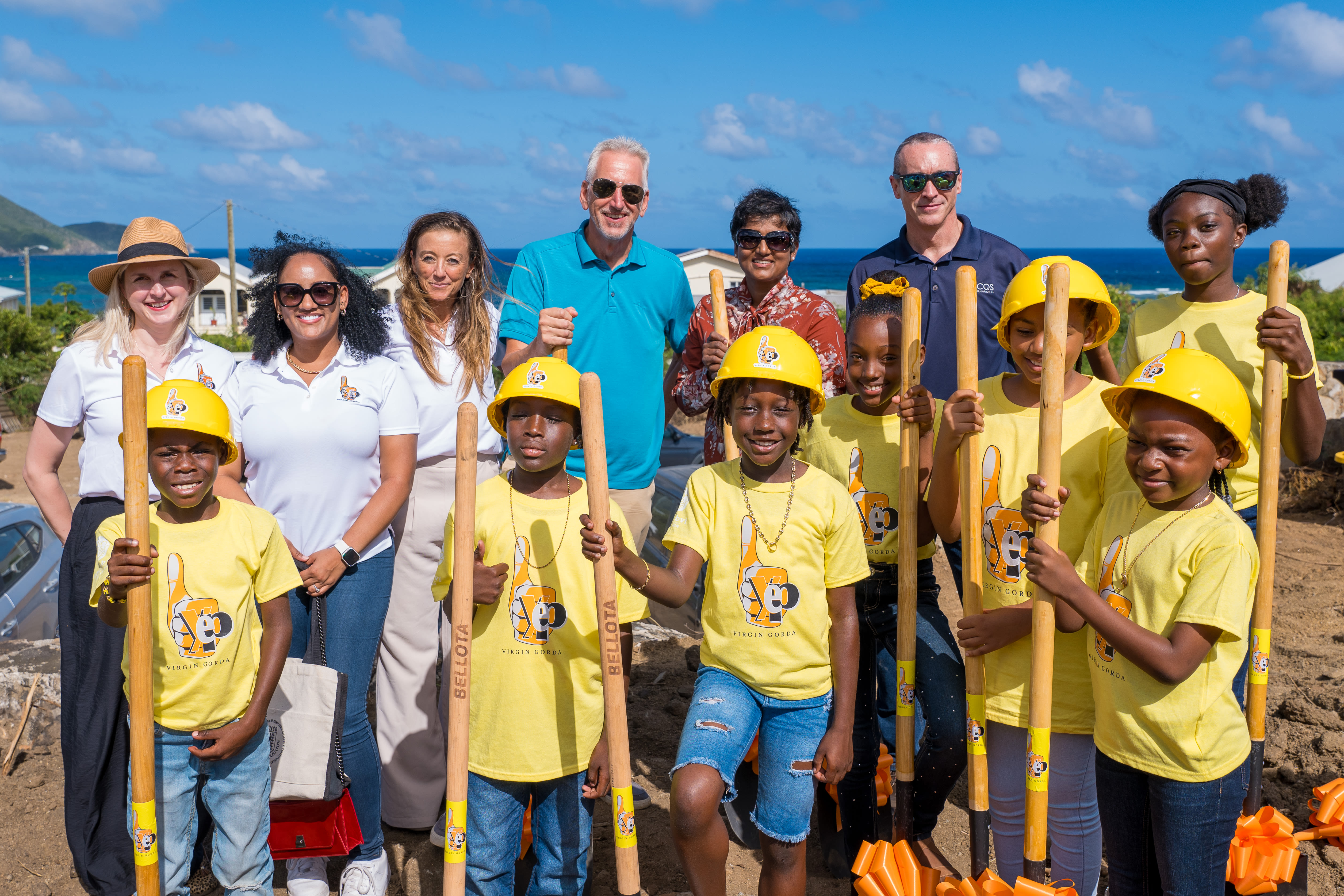 Members of the Youth Empowerment Project (YEP) celebrate the new youth centre's ground -breaking on Virgin Gorda. 