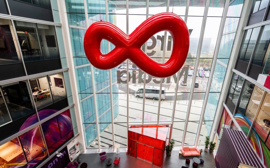 Virgin Media logo in the entrance to the Virgin Media office in Reading