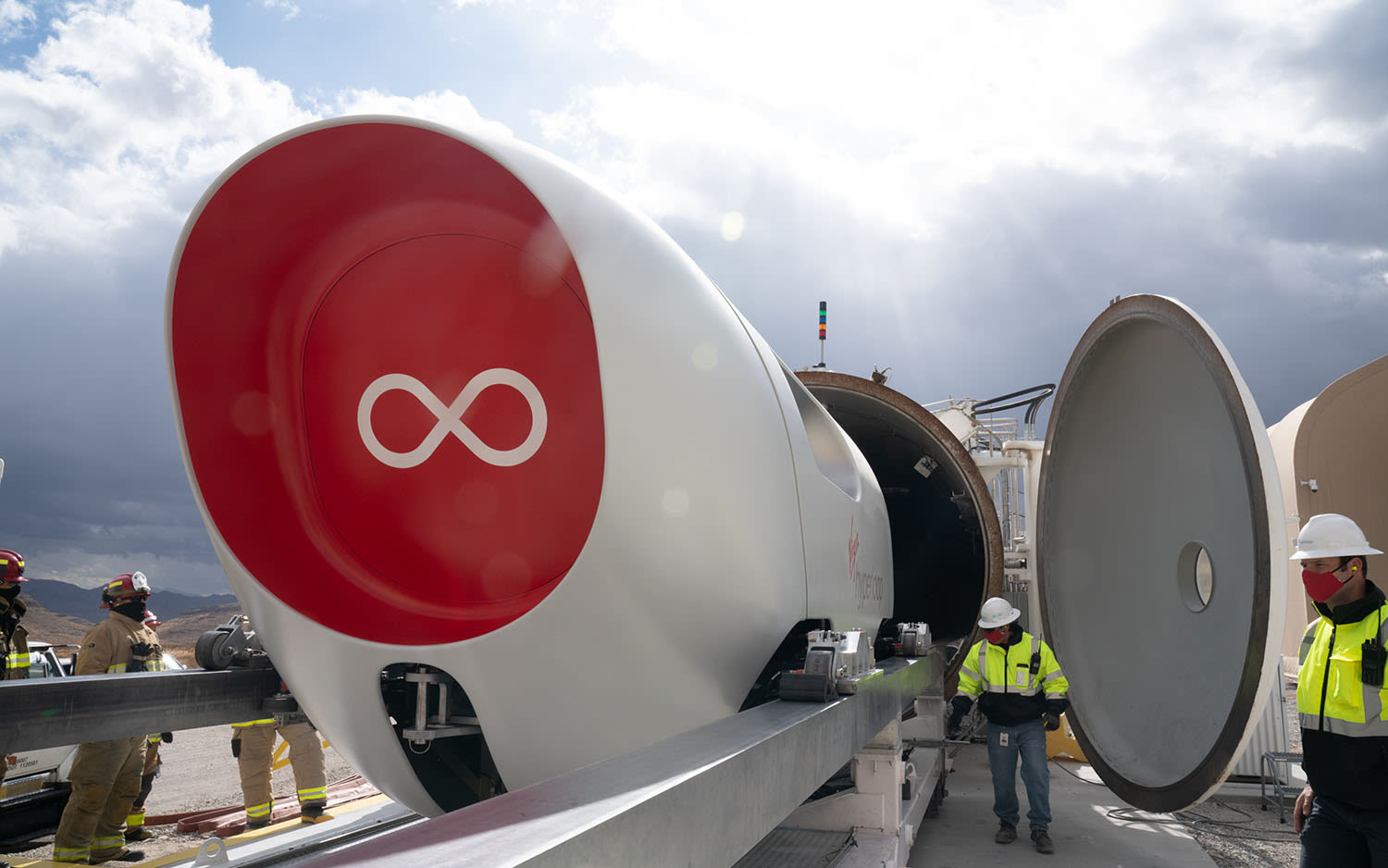 The rear view of Virgin Hyperloop's XP-2 pod