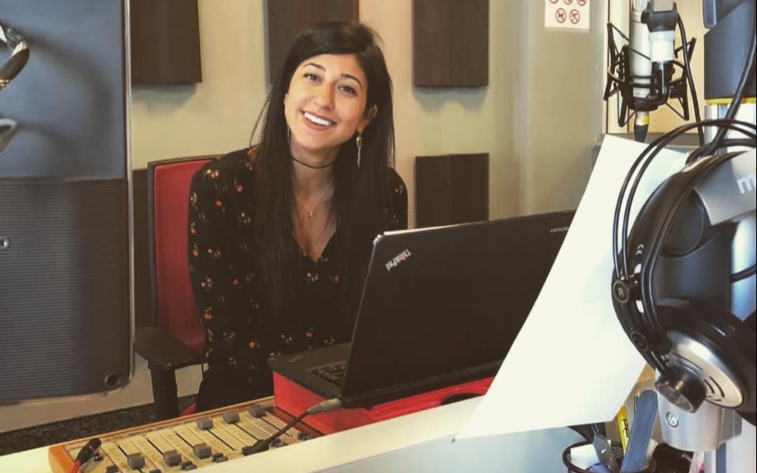 Zaina in the Virgin Radio Lebanon studio