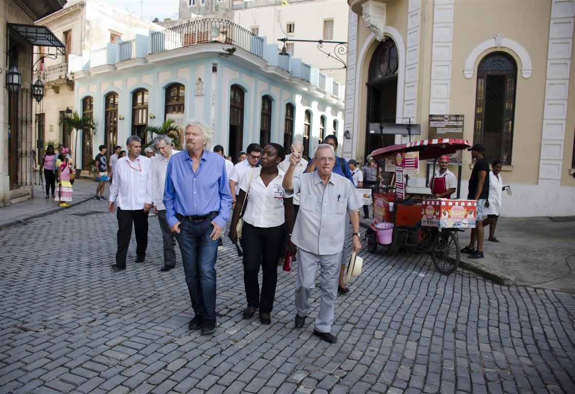 Richard Branson walking in Havana, Cuba