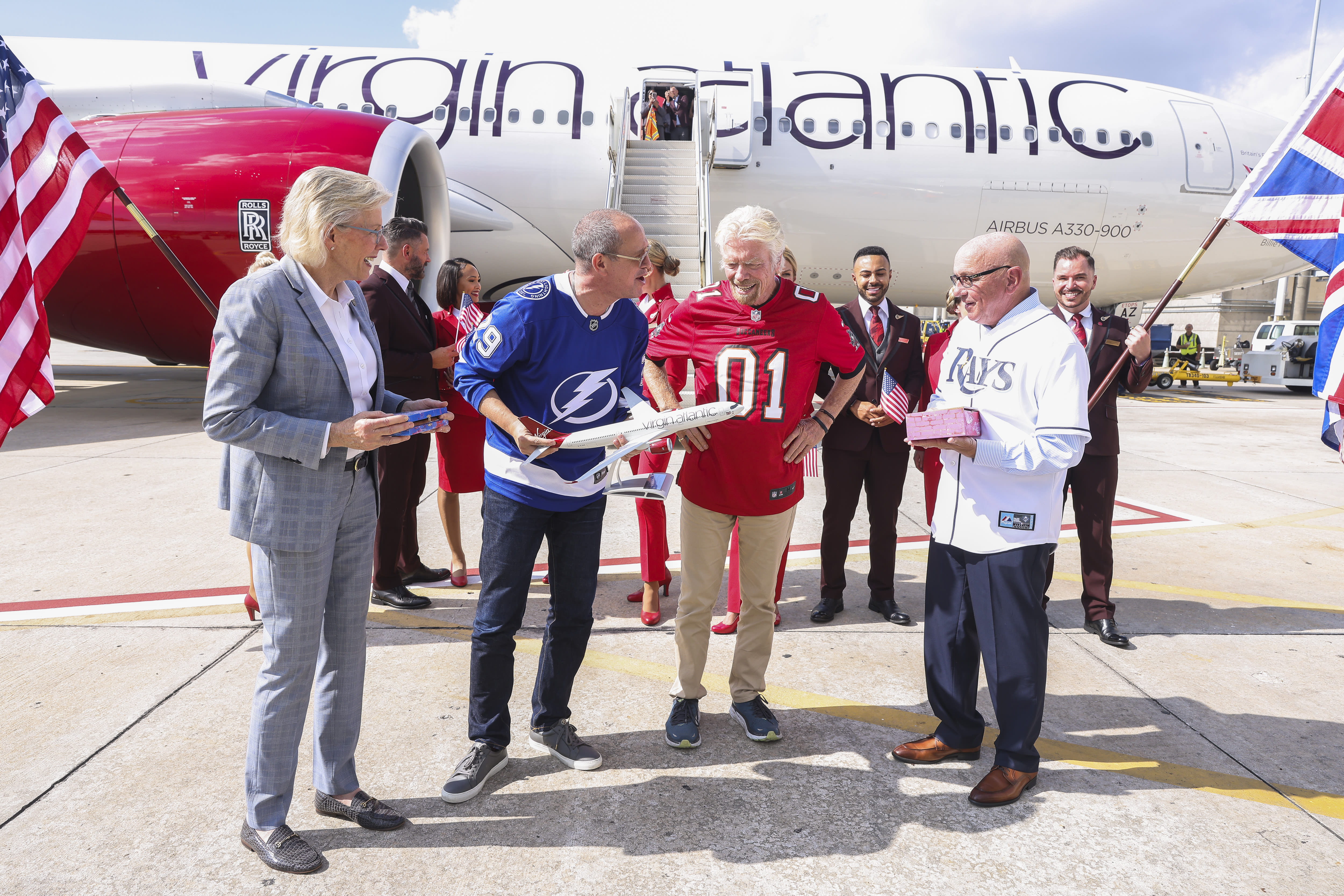 Richard Branson and Shai Weiss with Virgin Atlantic for the Tampa Inaugural flight