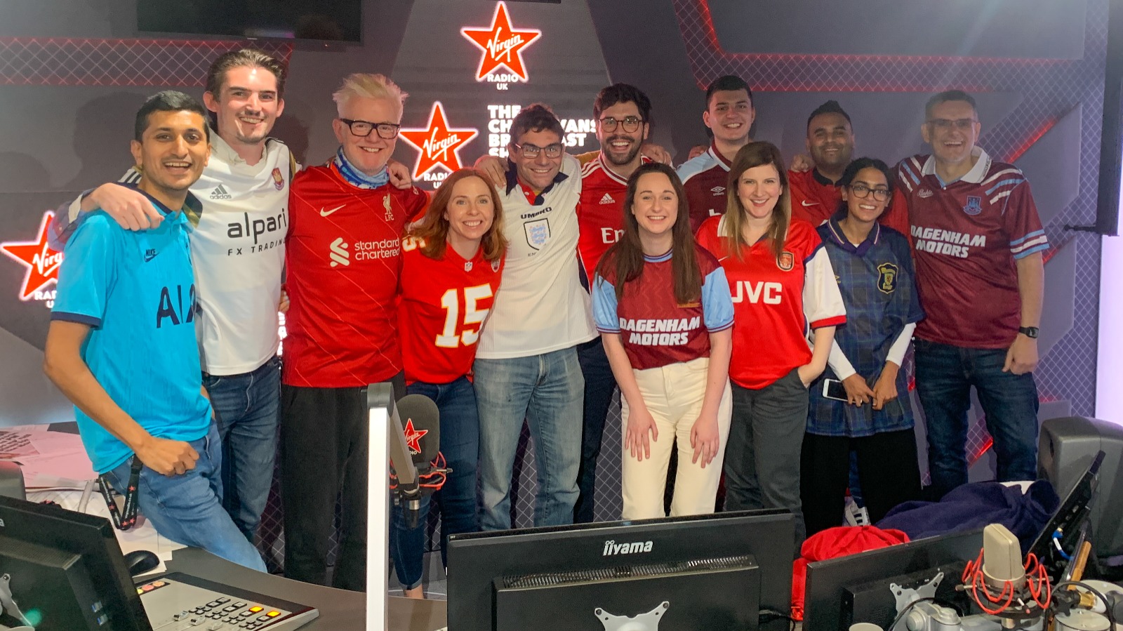 Ellie Davis - Virgin Radio UK producer - with Chris Evans and team