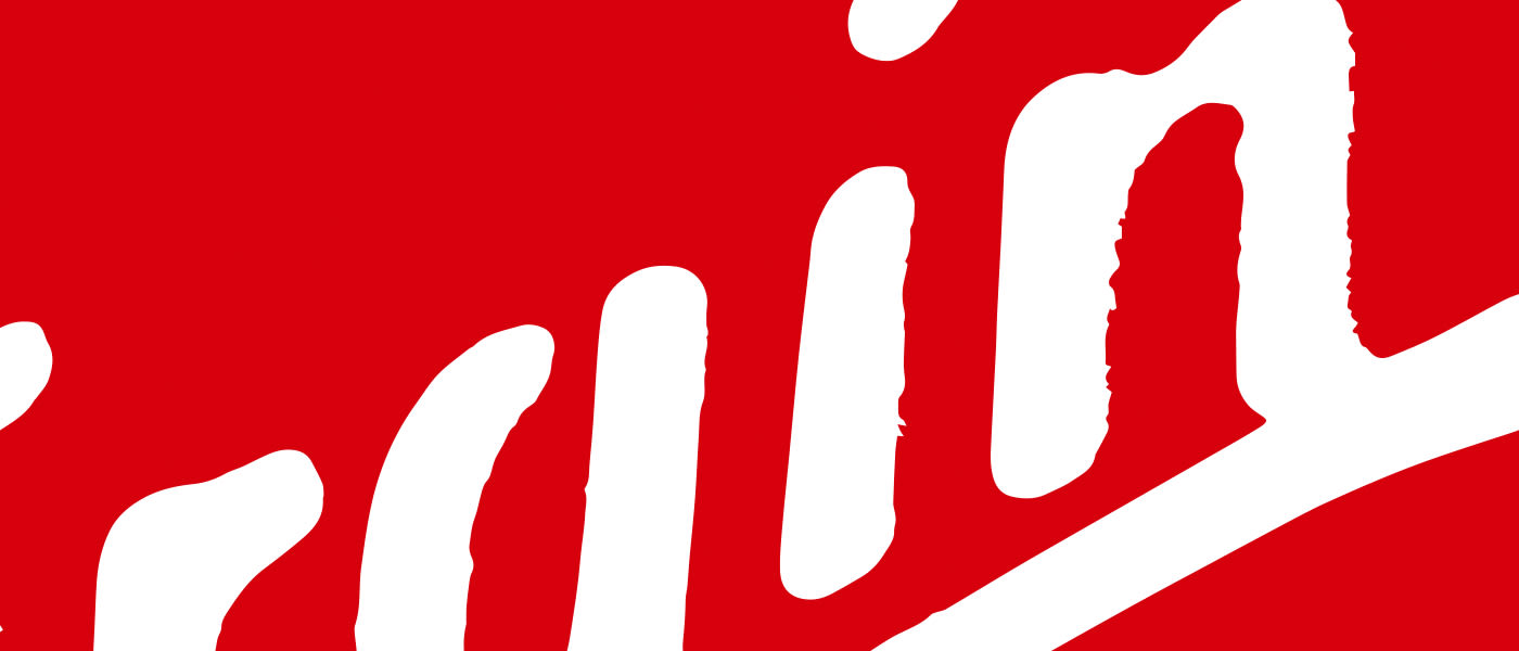 Virgin logo - white script on red background