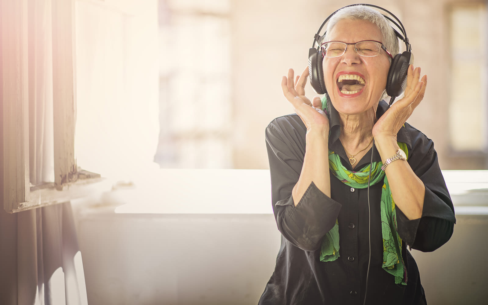 Woman listening to music