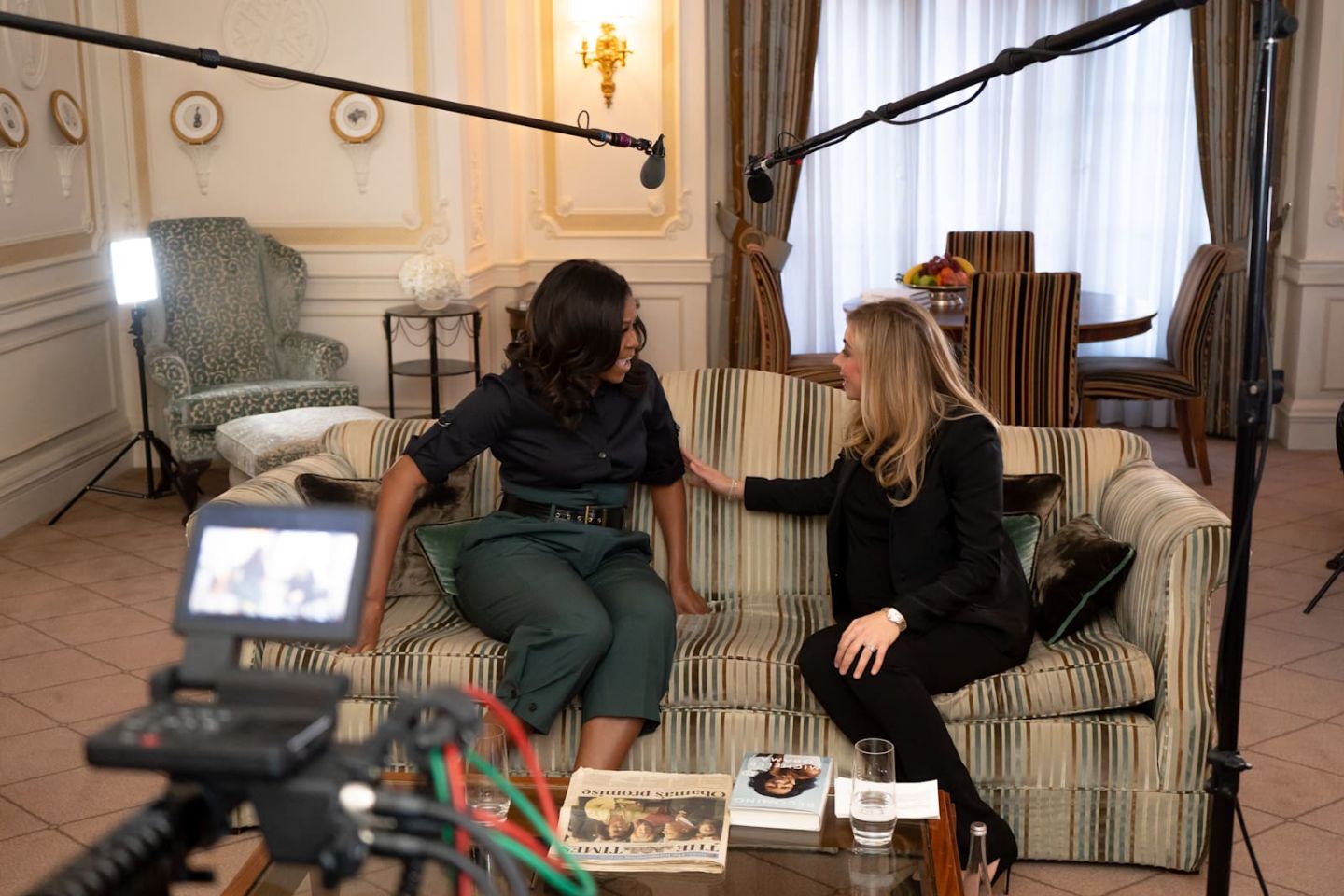 Holly Branson interviewing Michelle Obama in 2018 for her Becoming book tour